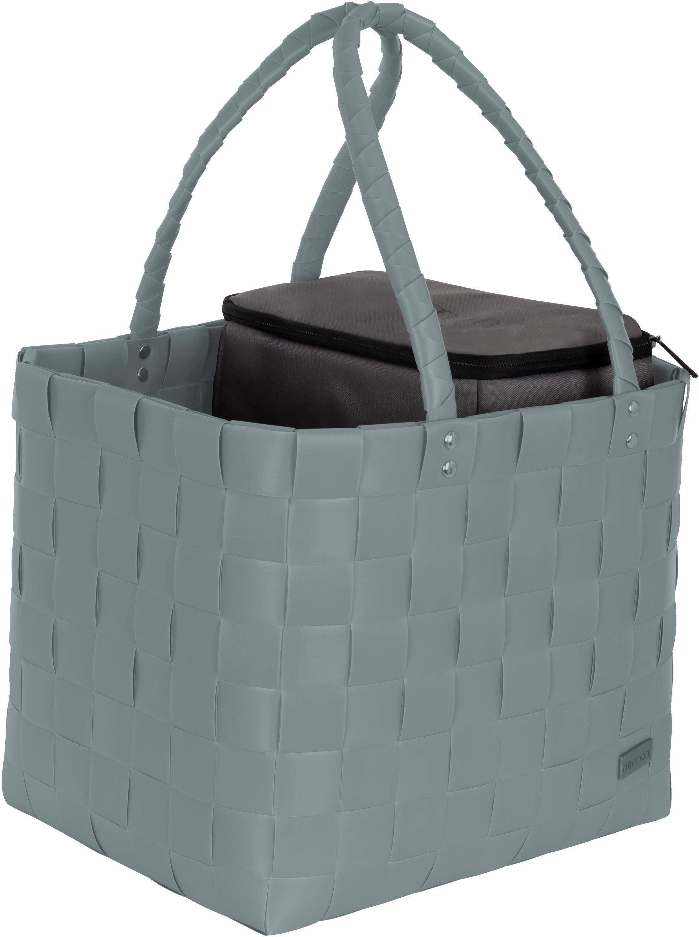 normani Einkaufskorb Flechtkorb mit kleiner Kühltasche, 20 l, Einkaufskorb mit kleine Kühlbox
