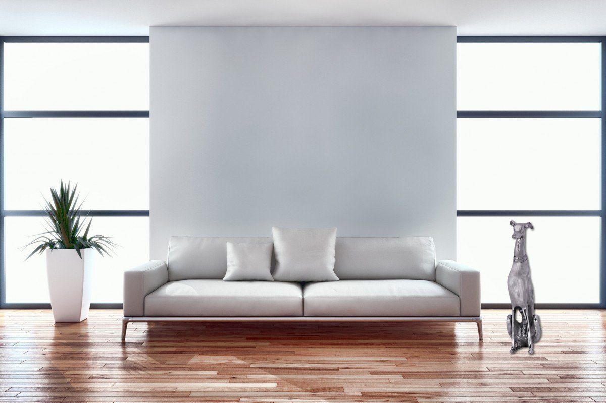 FINEBUY Tierfigur Deko Design Dog aus Aluminium silbern Windhund Skulptur H günstig online kaufen