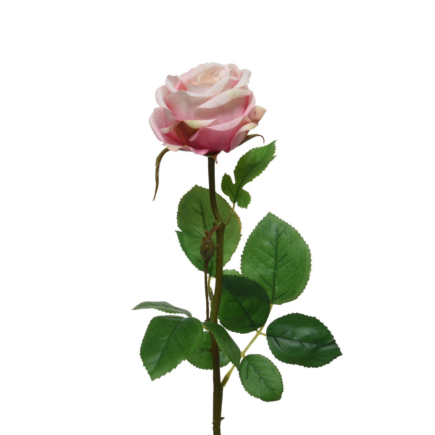 Kunstblume Rose am Stiel Kunstblume Rosenblüte rosa Blume Real Touch H: 66cm, MARELIDA, Höhe 66 cm