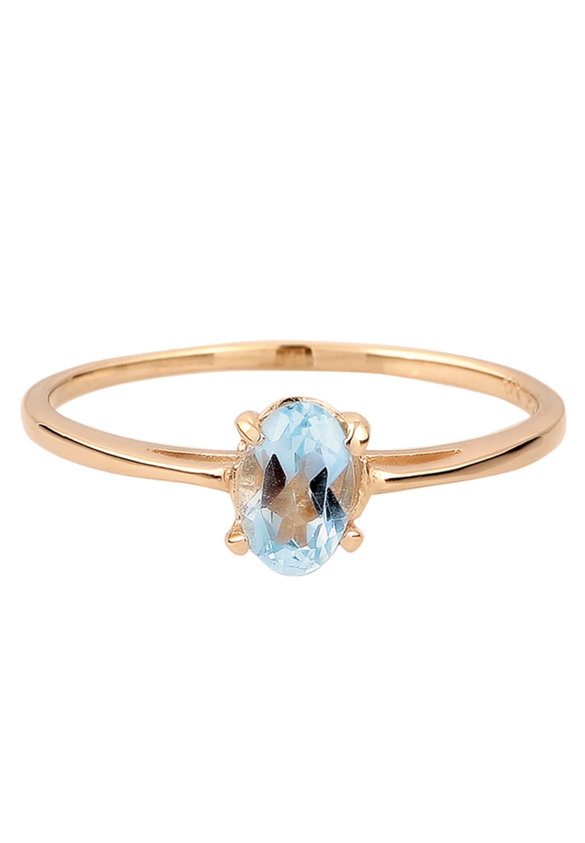Elli Premium Fingerring Verlobungsring Topas Hellblau 585 Gelbgold