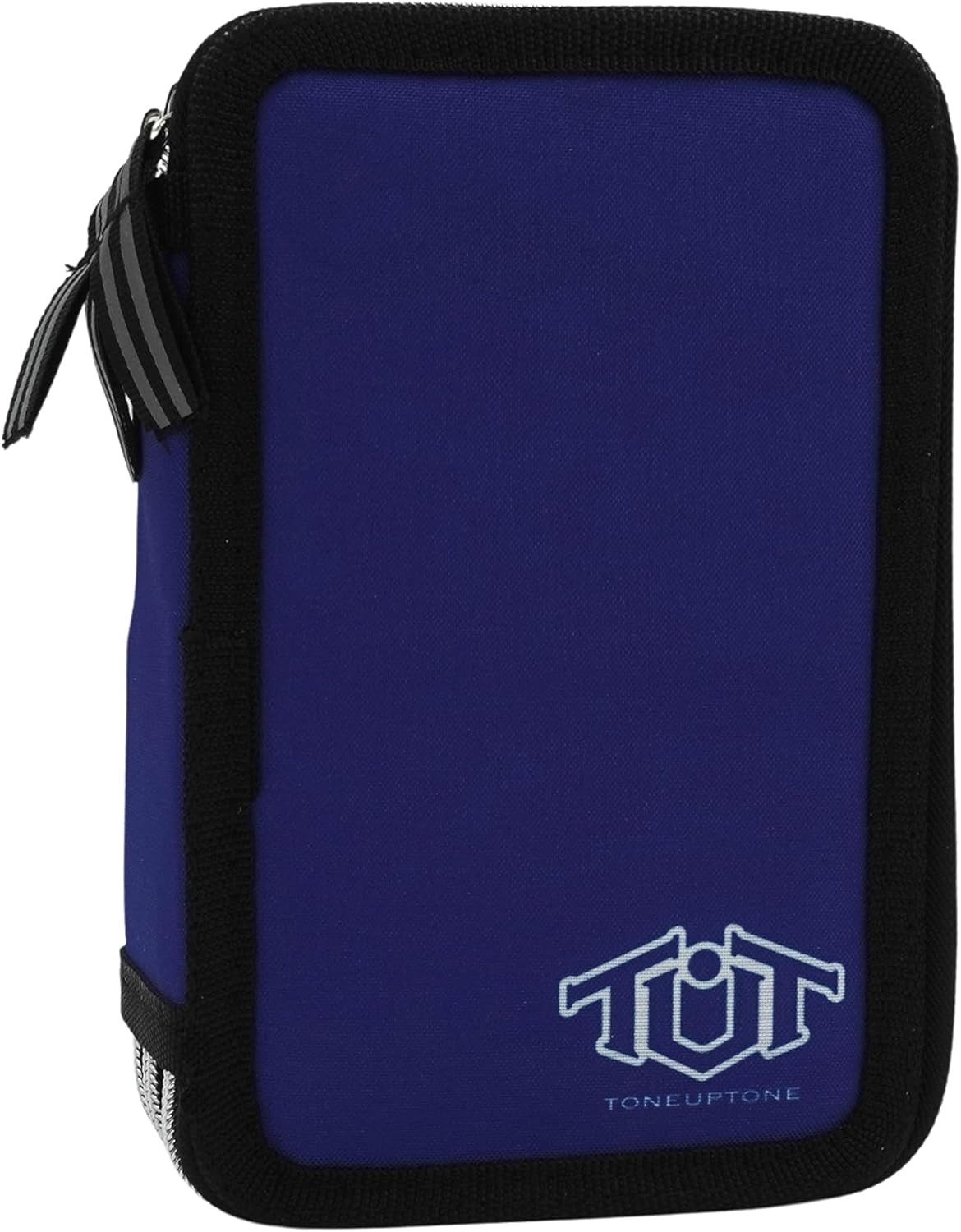 GOLDKIDS Federmäppchen Federmappe Federtasche XXL Schüleretui, (Federtasche Federpenal Schulmäppchen, 1-tlg., ToneUpTone dunkelblau schwarz 3), Fächer 45-teilig gefüllt inkl Hausaufgabenheft