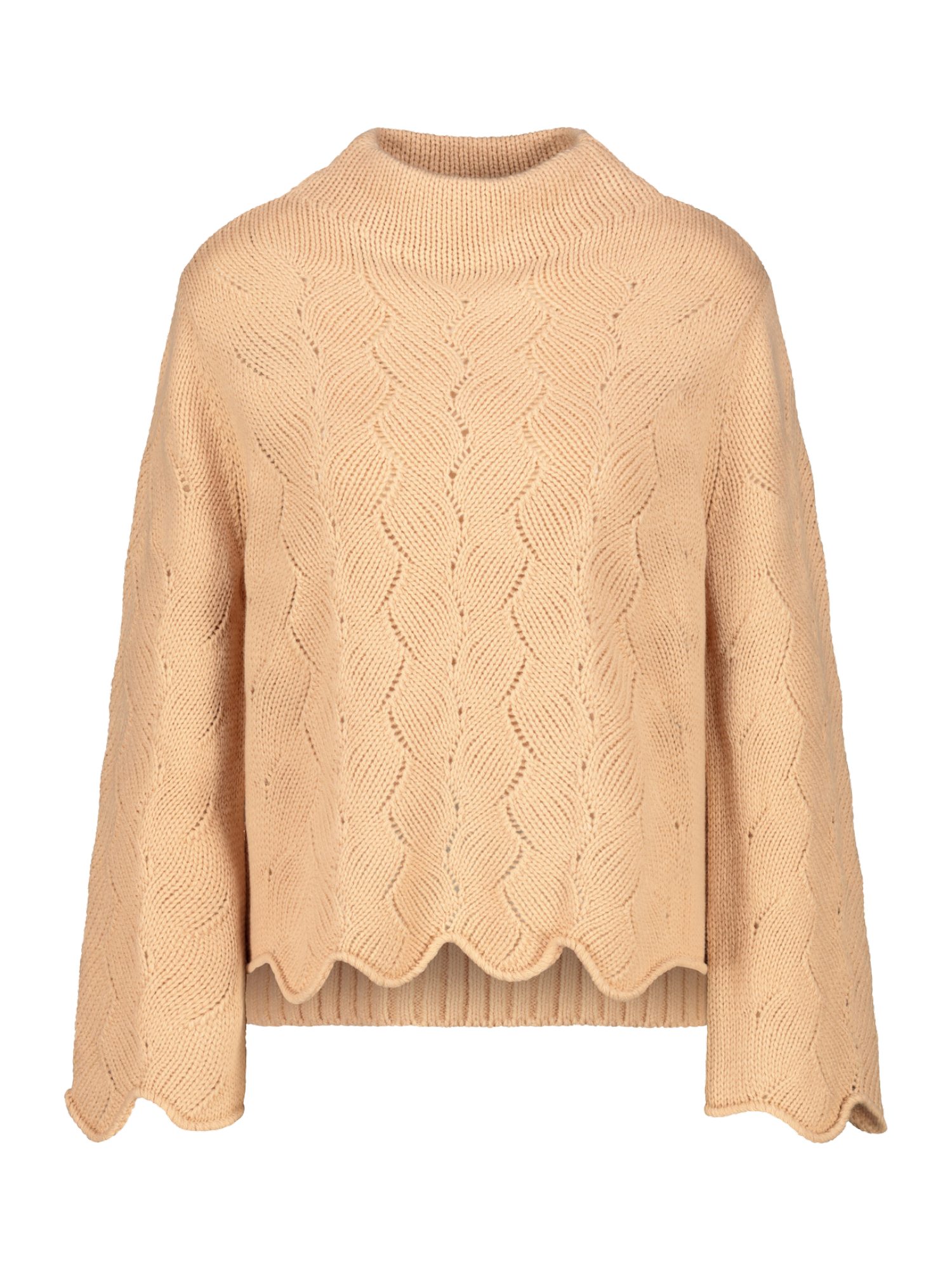 Monari Strickpullover orange,Casual,Wolle,Strukturiert,Stehkragen,Lang,Regular Fit