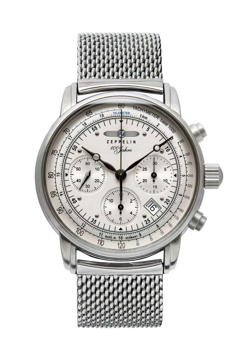 ZEPPELIN Automatikuhr 8618M-1 100 Jahre Chronograph Saphirglas Stahlband 43 mm, Made in Germany