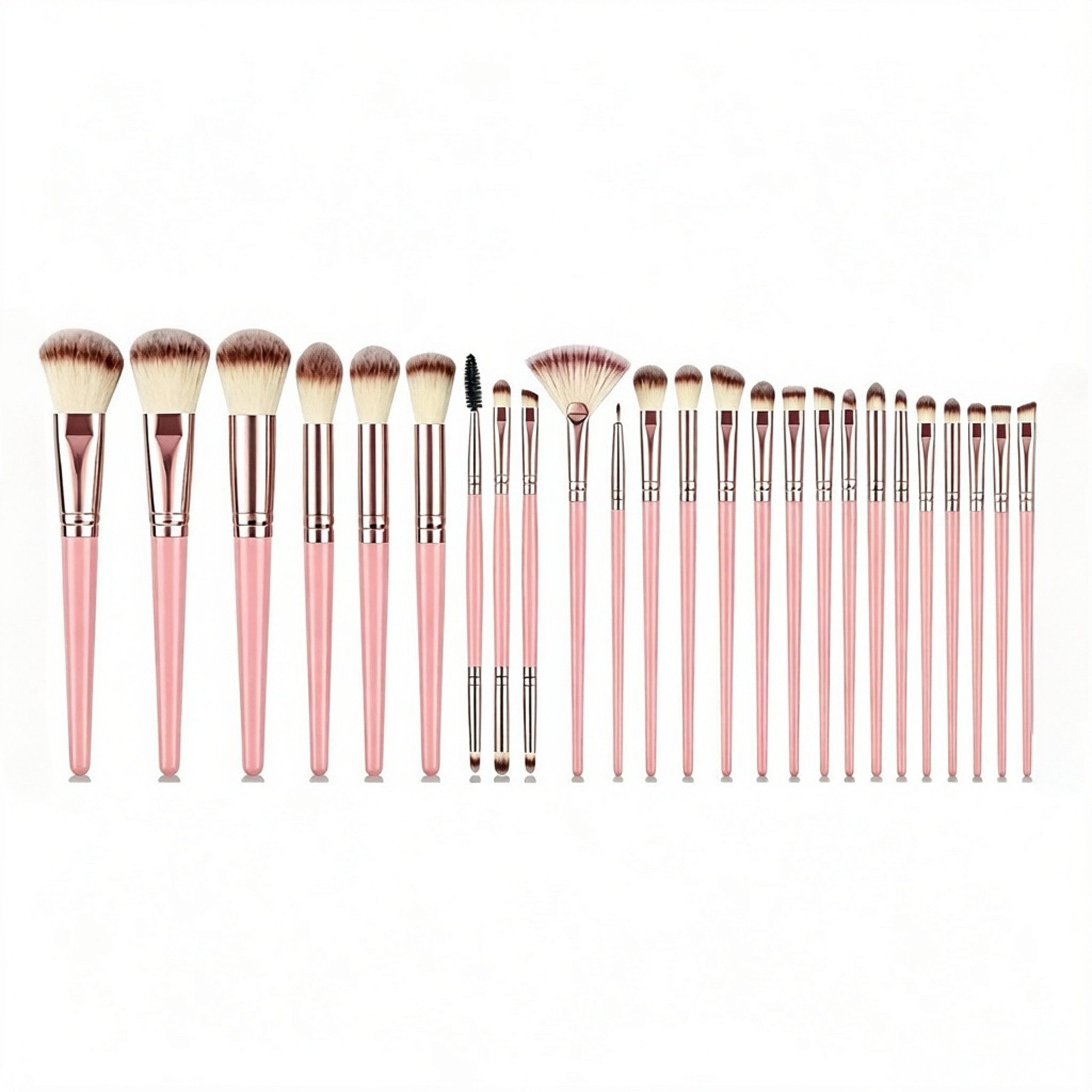 Fyrove Kosmetikpinsel-Set 25‑teiliges Kosmetik‑Make‑up‑Pinselset für Gesicht und Augen, rosa, 25-teilig, synthetische Borsten, vegan,leicht