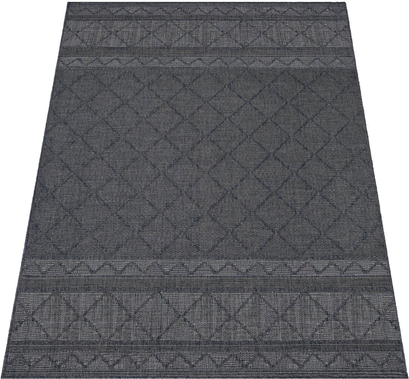 Paco Home Teppich Vermont 191, rechteckig, Höhe: 4 mm, Flachgewebe, modernes Design mit Rauten, gesteift, Outdoor geeignet