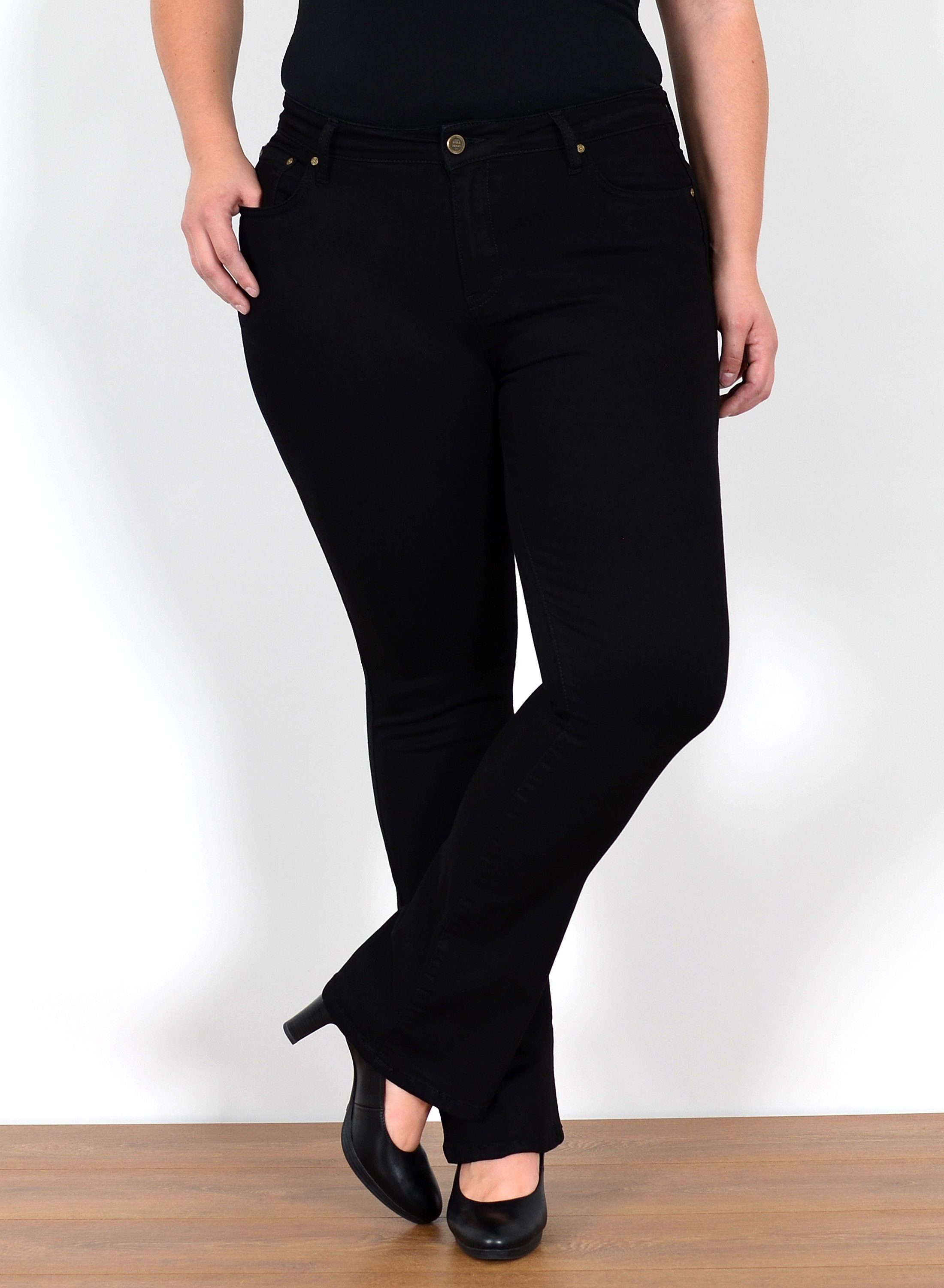 ESRA Bootcut-Jeans Stretch Jeans Damen High Waist Bootcut Jeans bis Übergröße Plus Size Wide Leg Jeans Damen Bootcut Schlaghose Damen Jeans Flared High Waist