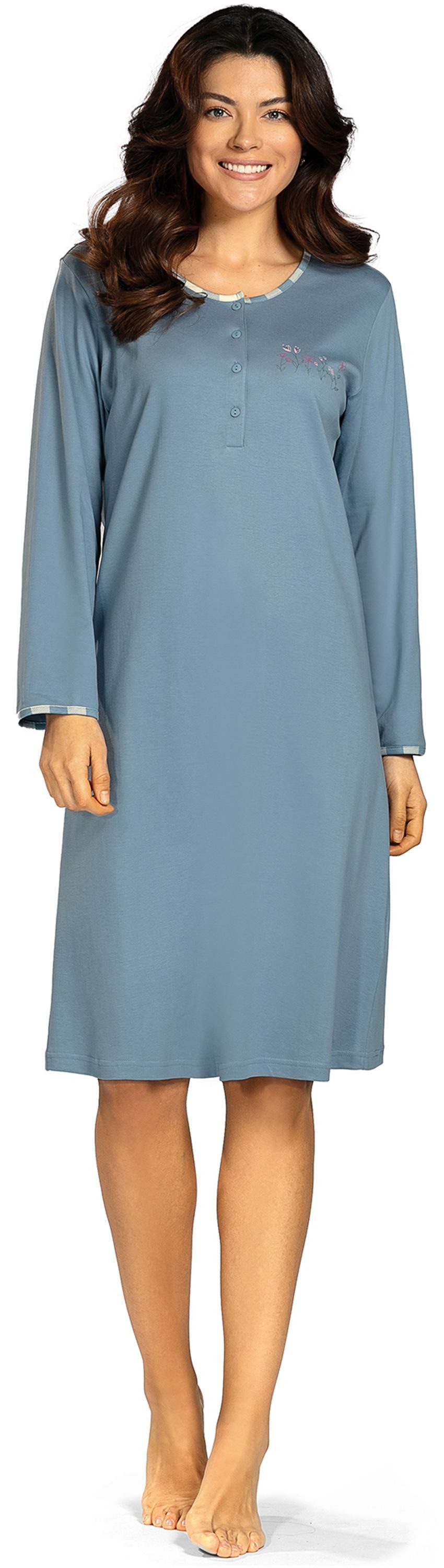 comtessa Nachthemd Mellow Luxe (Set, 1-tlg., 1-teilig) Damen Sleepshirt ca.105cm Schlafshirt Baumwolle geknöpft große Größen