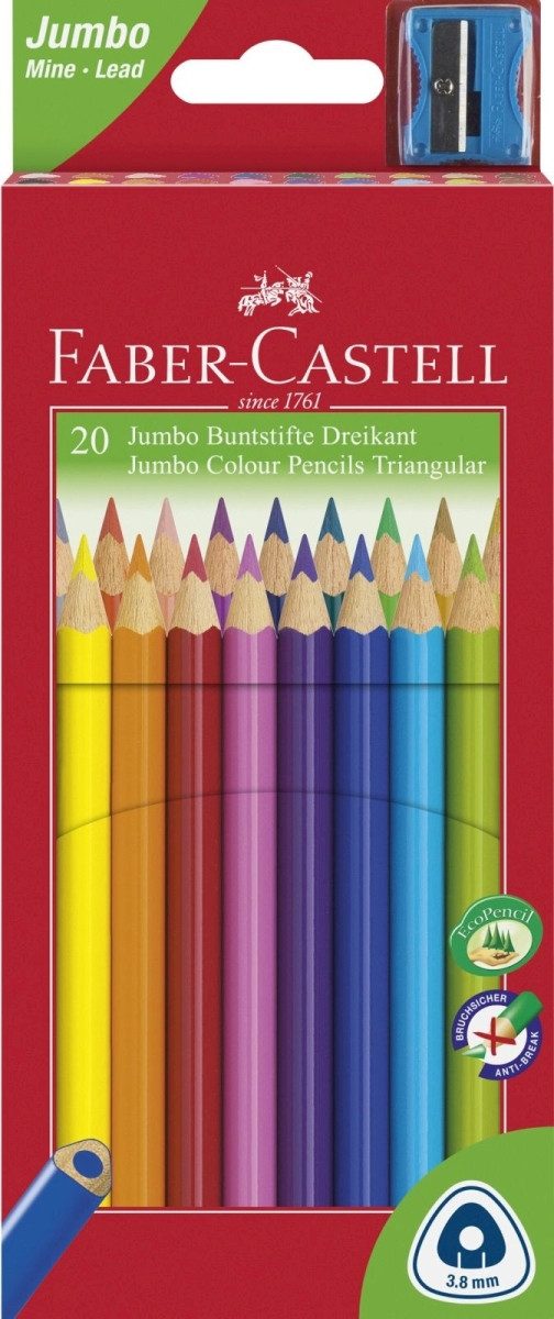 Faber-Castell Buntstift Buntstift Trangular Jumbo sortiert VE=20 Stück Kartonetui
