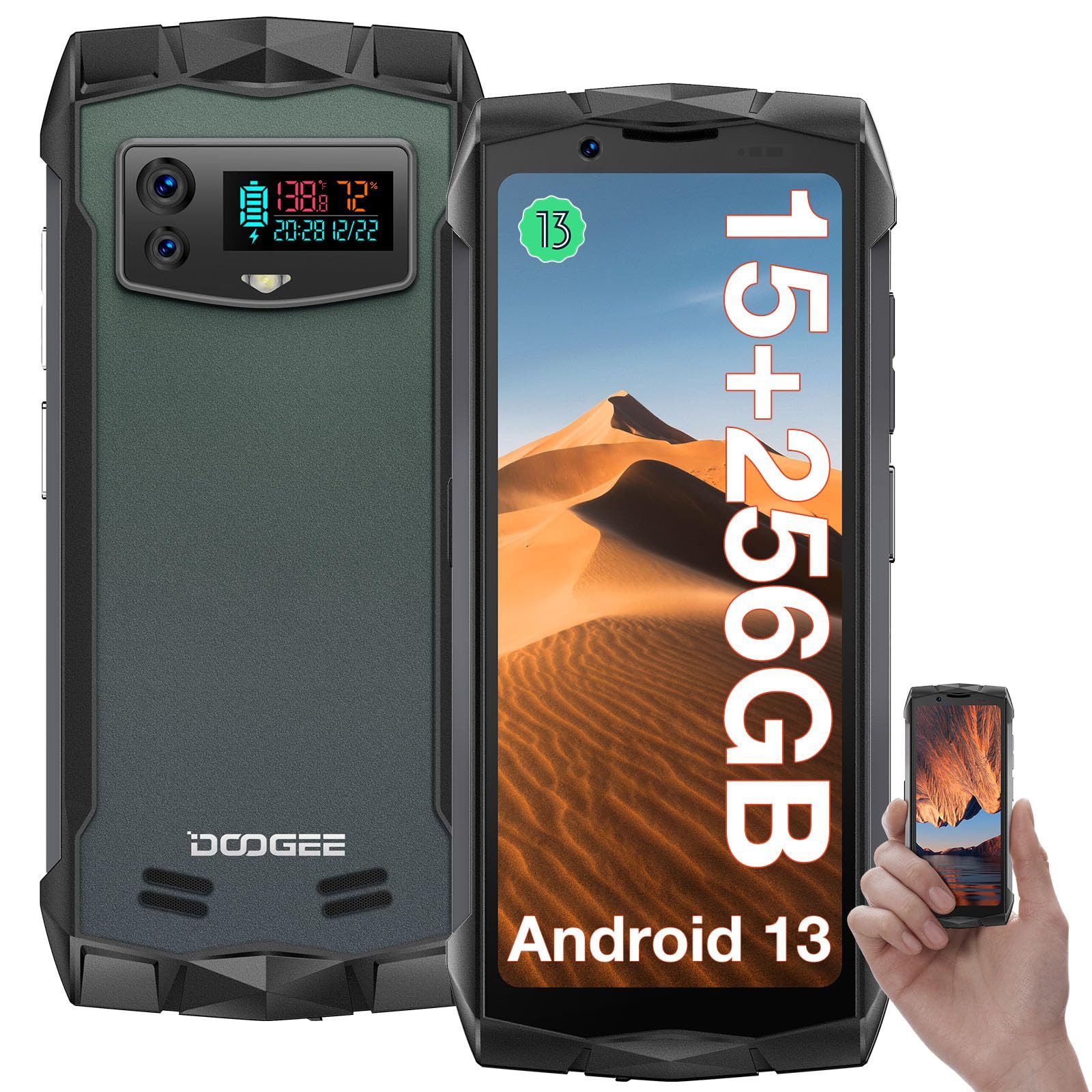 DOOGEE Smini Outdoor Mobile Phone without Contract Android 13, 15GB + 256GB Handy (4.5 Zoll, 256 GB Speicherplatz, Android 13.0Wlan, USB, Bluetooth)