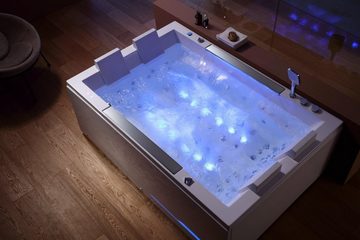 SPAVIDA® Whirlpool-Badewanne Royal Whirlsystem Deluxe 180x120cm 90 Düsen 2 Personen, Neues Modell 2023, doppelter Wasserfall, Shiatsu-Rückendüsen