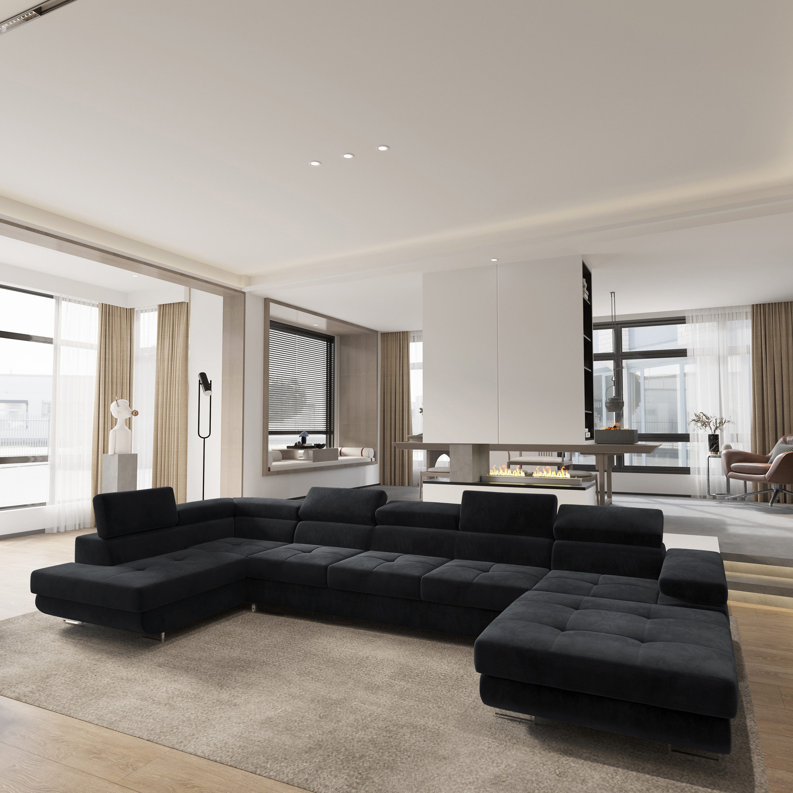 Masseno Ecksofa TORIVA mit Schlaffunktion U-Form, Sofa mit Bettkasten
