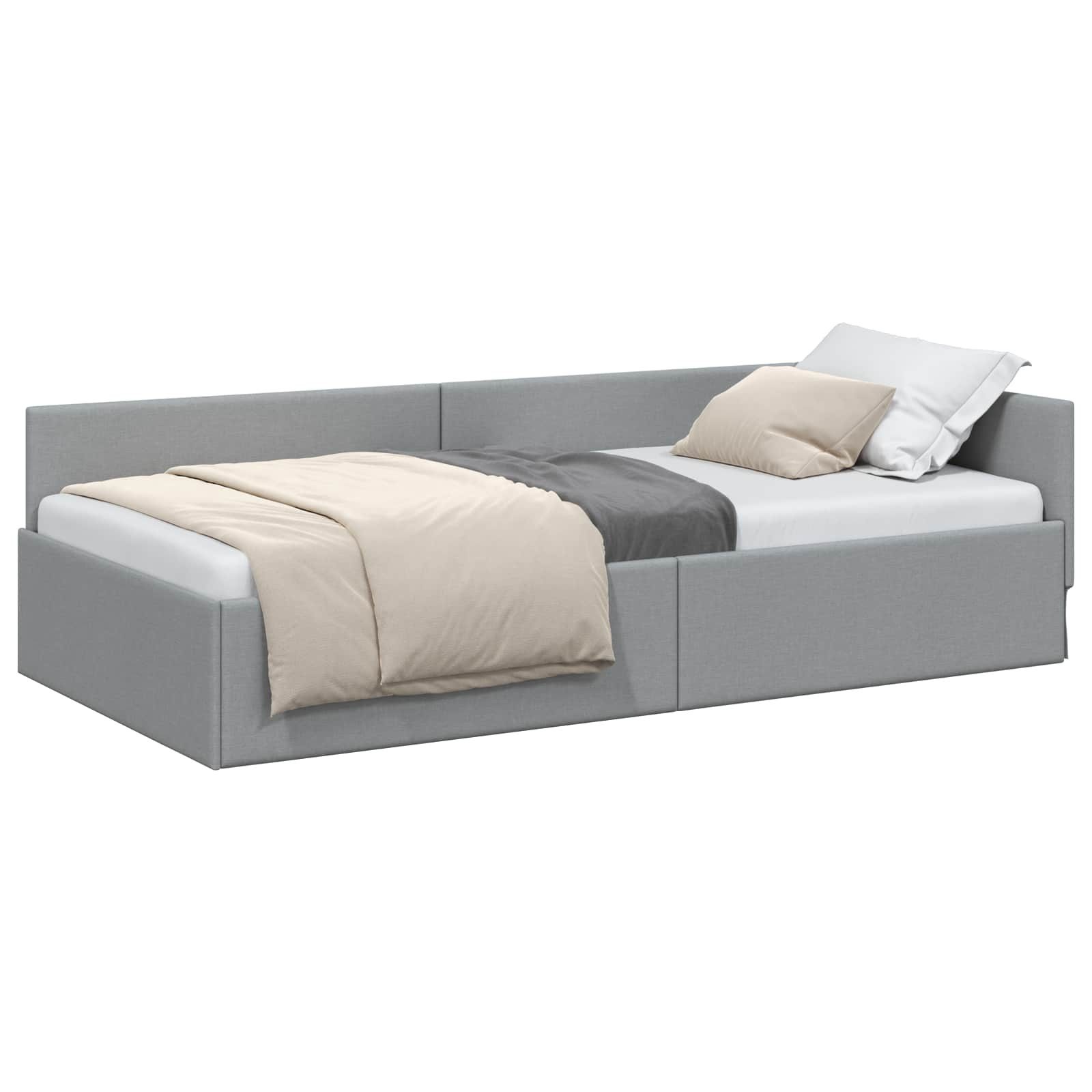 vidaXL Bett Eckbettgestell mit Kopfteil Hellgrau 100 cm x 200 cm Stoff (1-tlg)