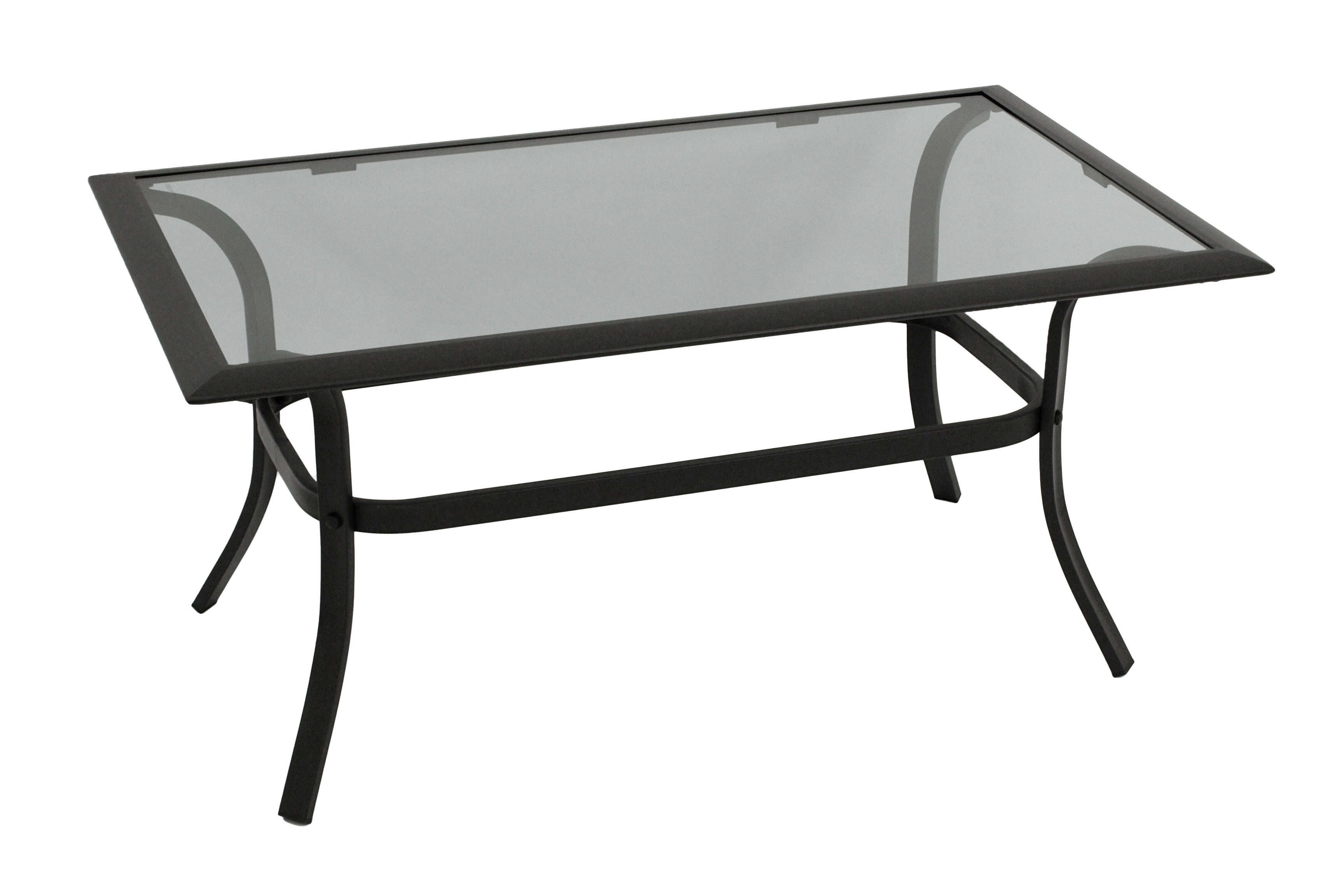 DEGAMO Beistelltisch ZAGREB gross, 102x61cm, Stahl schwarz + Glas, Indoor + Outdoor