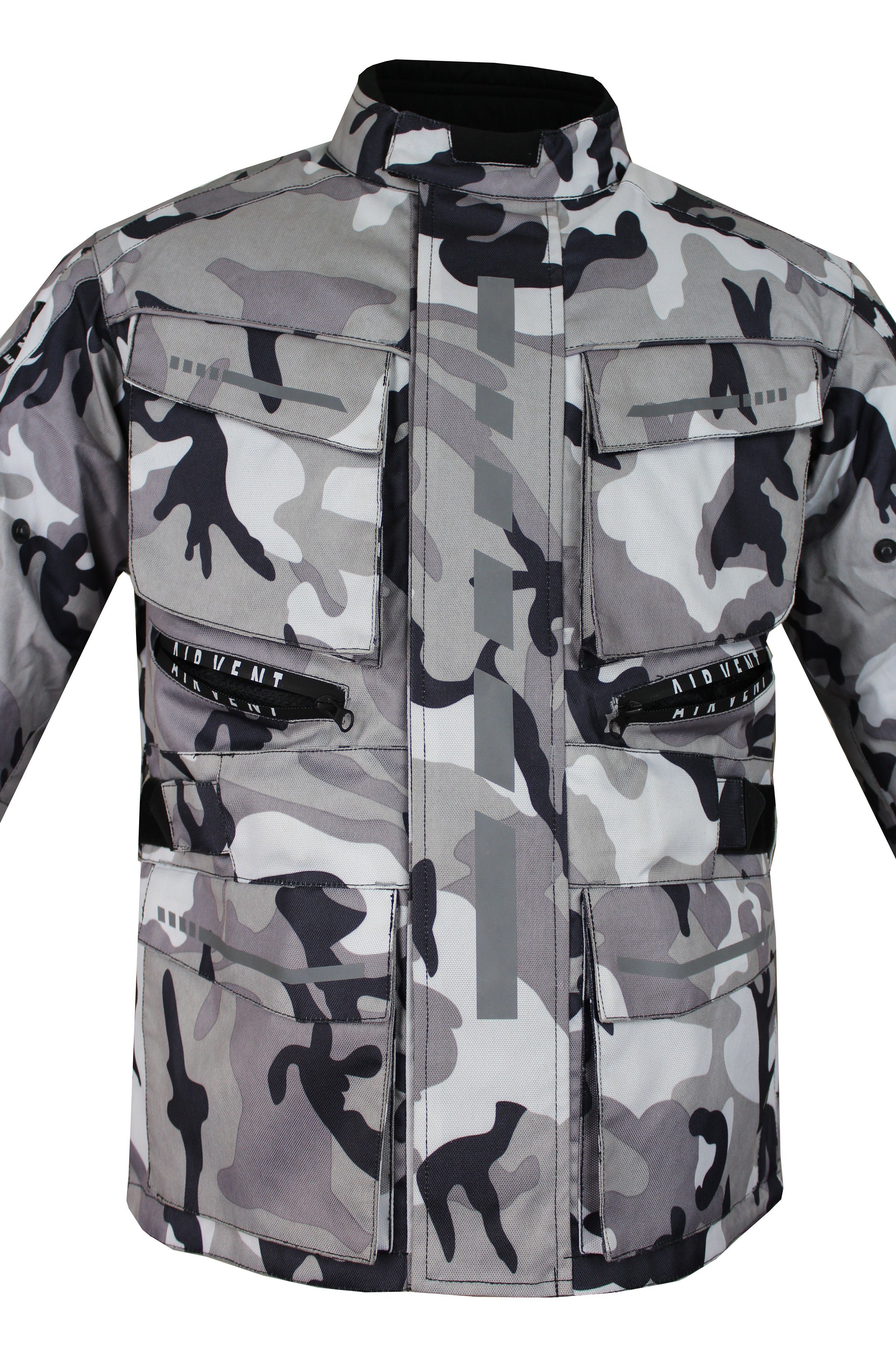 Alpha Speeds Motorradjacke Herren Motorrad Textil Jacke Biker wasserdicht Jacke mit Protektoren SPORT, Innenjacke ist trennbar: All Season, Camouflage Grau