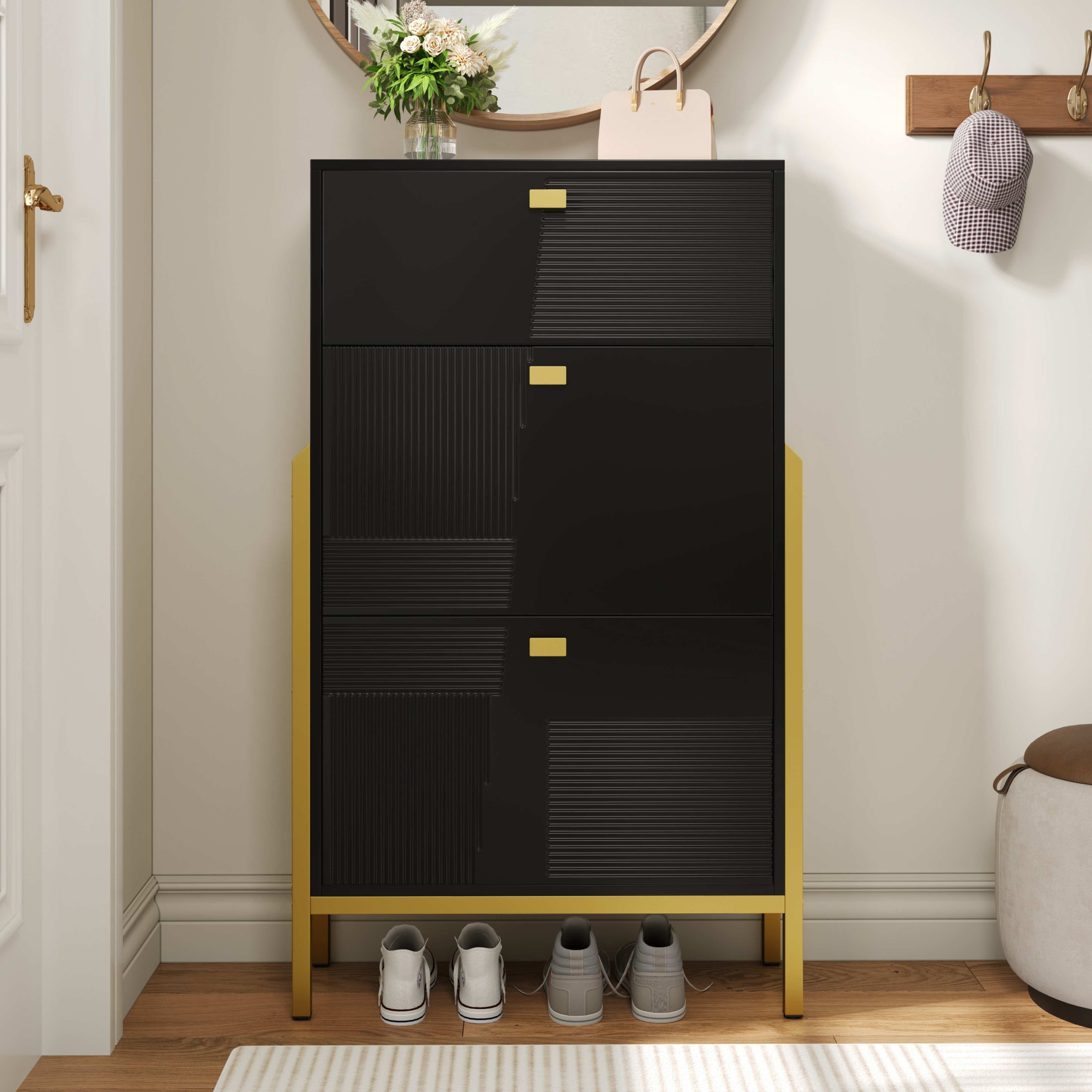 BlingBin Schuhschrank (1-St., Doppelschuhregal mit goldenen günstig online kaufen
