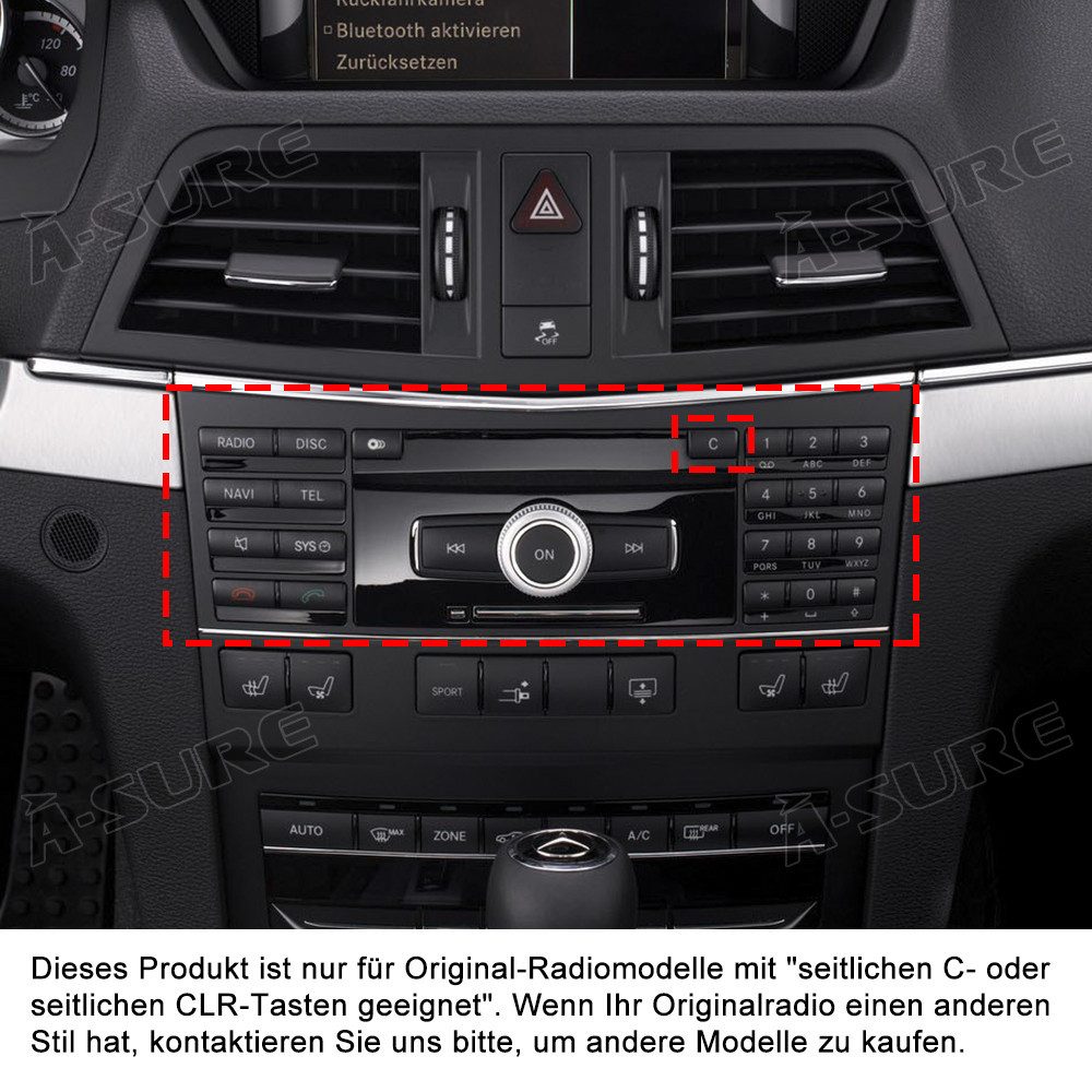 A-Sure 12.3" 2K Android 15 Navi Für Mercedes Benz E-Klasse A207 C207 NTG 4.0 Autoradio (Digitalradio (DAB), 1920*720, FM, 2K, AM, 12.3)