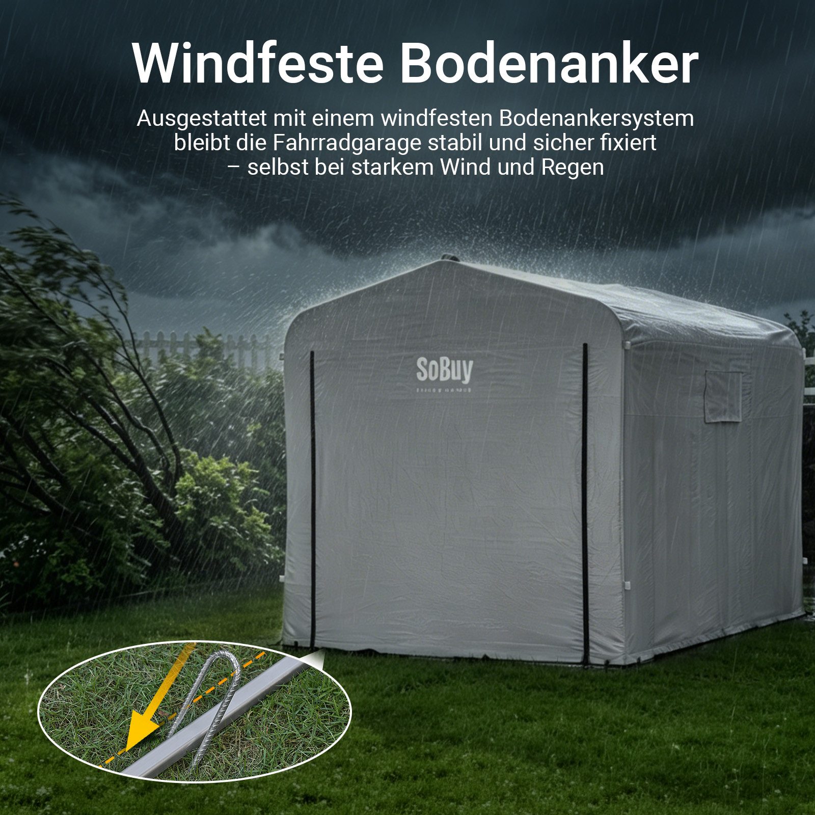 SoBuy Foliengerätehaus KLS11,Fahrradgarage wetterfest, Geräteschuppen, UV-Schutz, Regenschutz, Foliengerätehaus Gerätehaus Folienzelt Gartenschuppen Fahrradgara – Bild 4 von 5