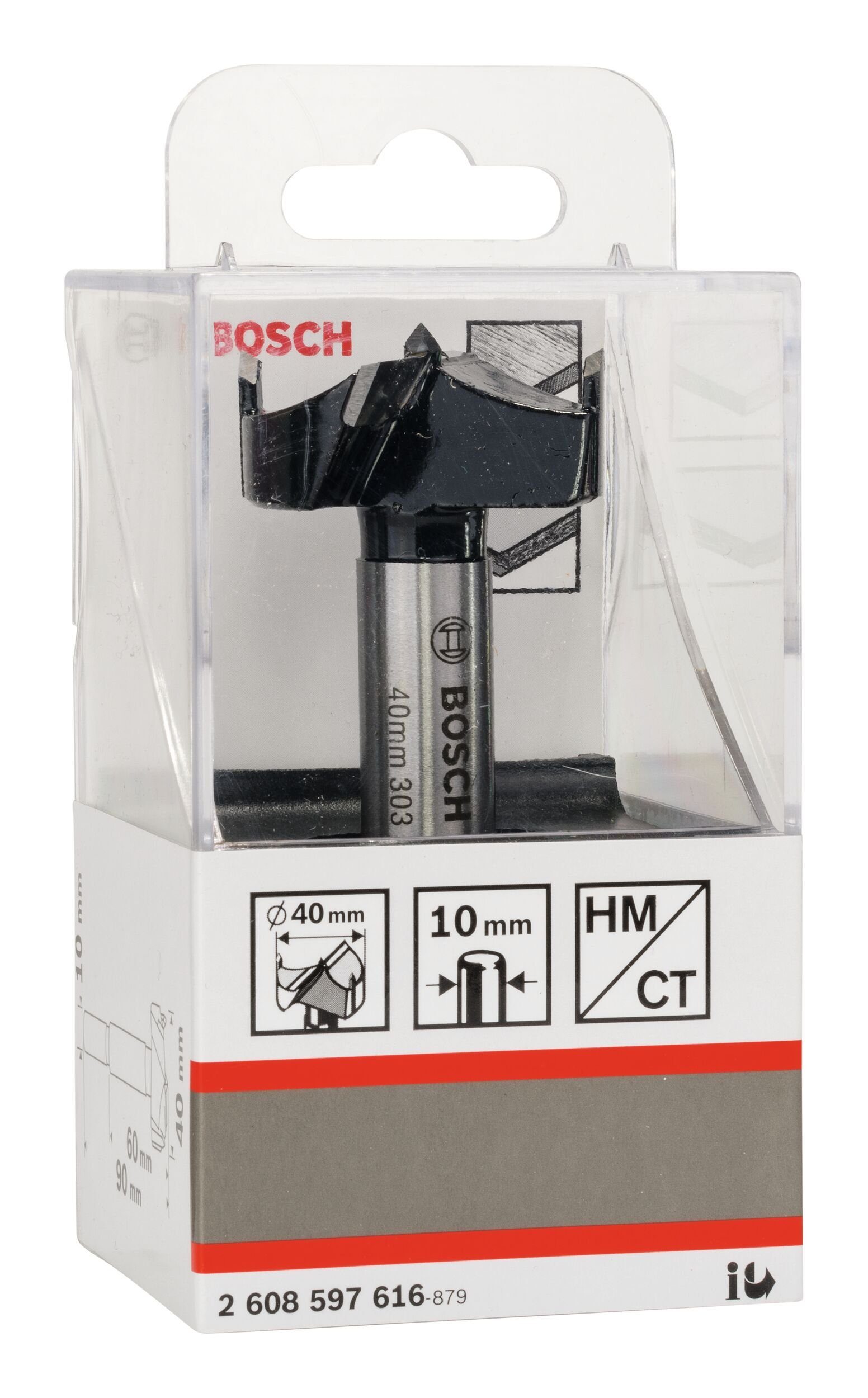 Kunstbohrer x 1er-Pack 90 BOSCH 40 - HM - Holzbohrer, mm 10 x