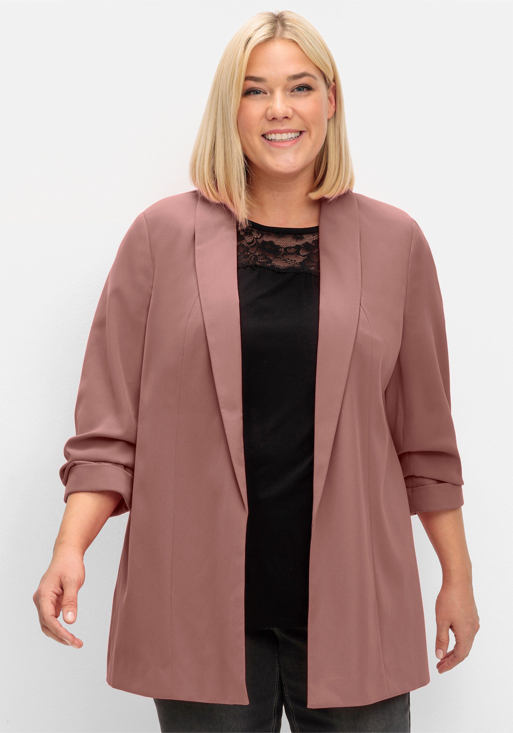 Sheego Blusenblazer Longblazer Langarm