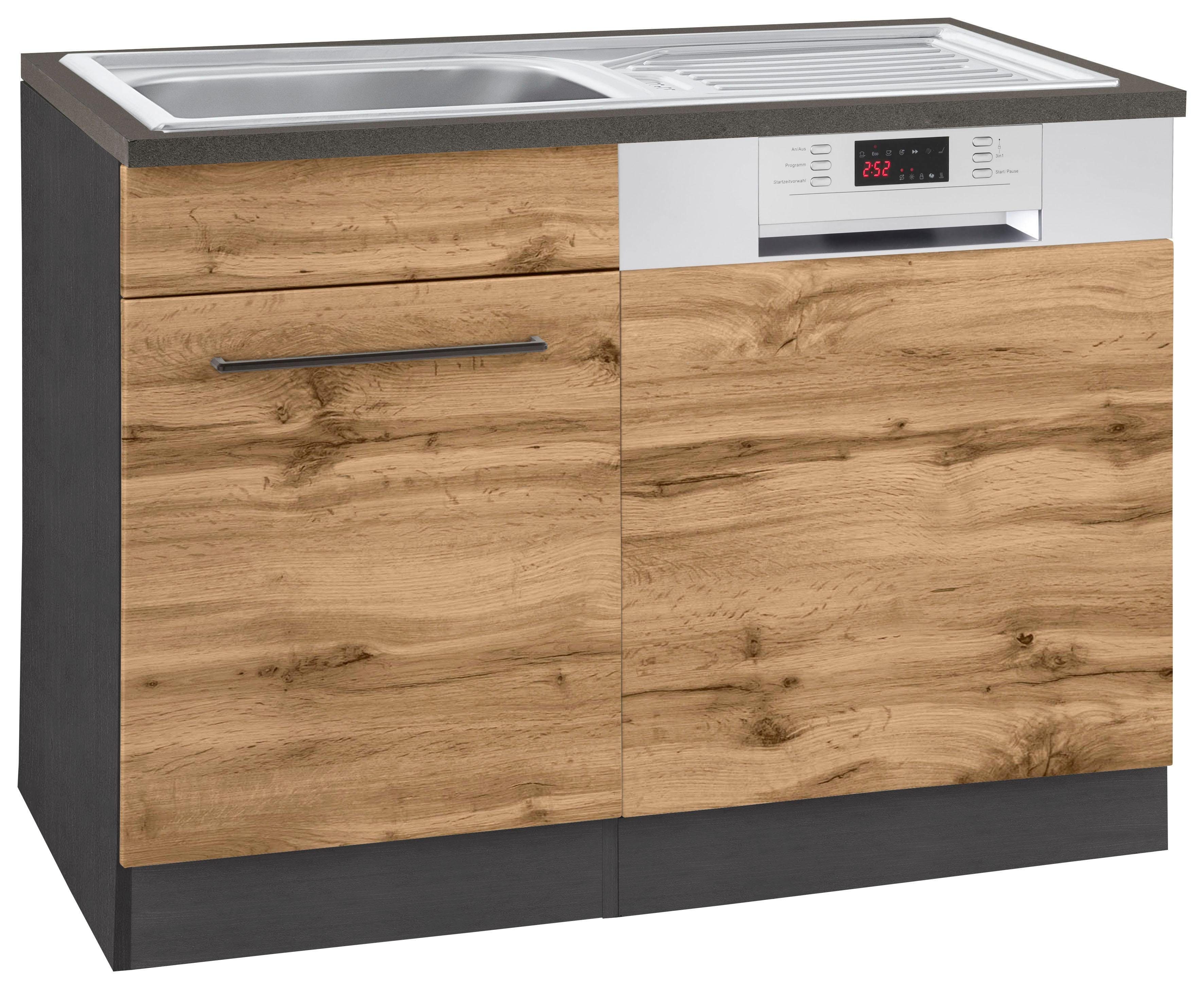 KOCHSTATION Spülenschrank KS-Tulsa 110 cm breit, inkl. Tür/Sockel für Einbaugeschirrspüler, Metallgriff