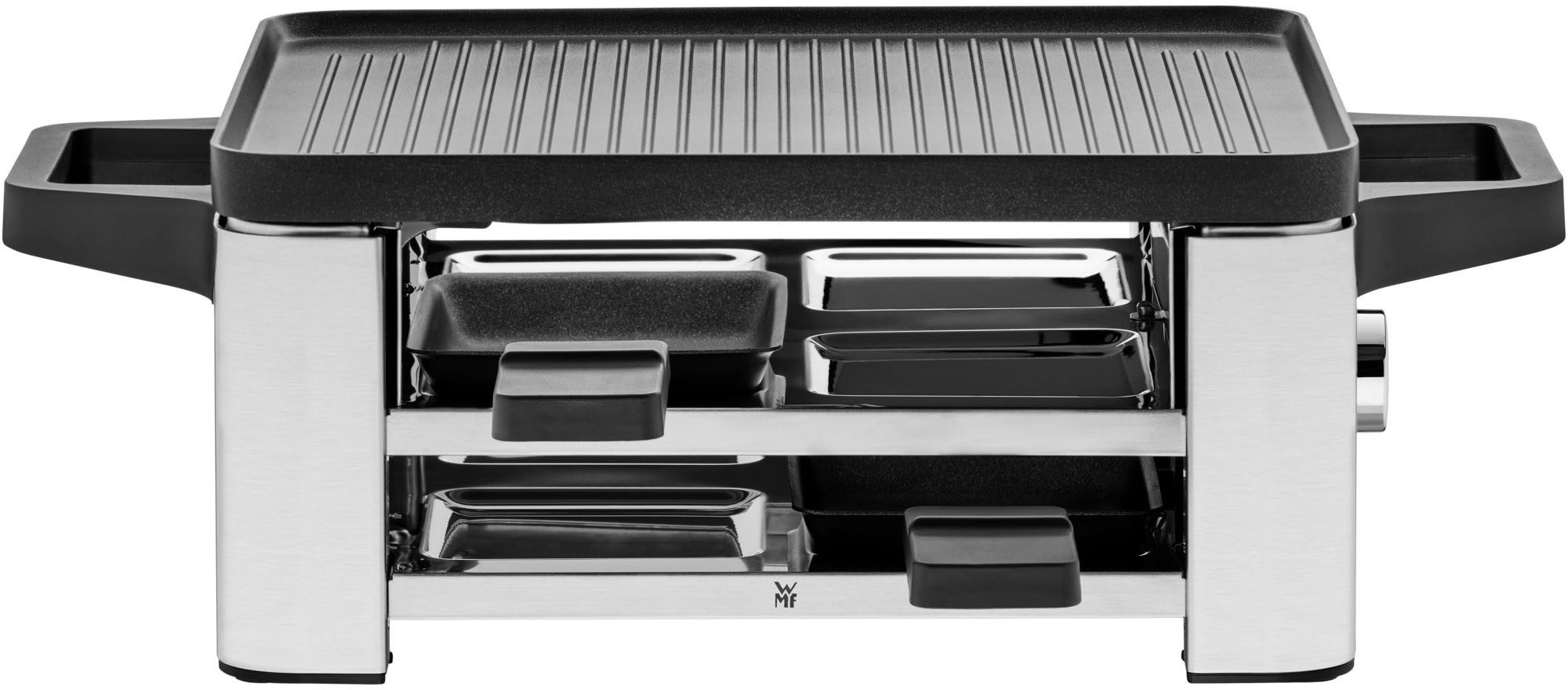 WMF Raclette LONO, 4 Raclettepfännchen, 870 W, LED-Beleuchtung, Aufbewahrungsfach für unbenutzte Pfännchen