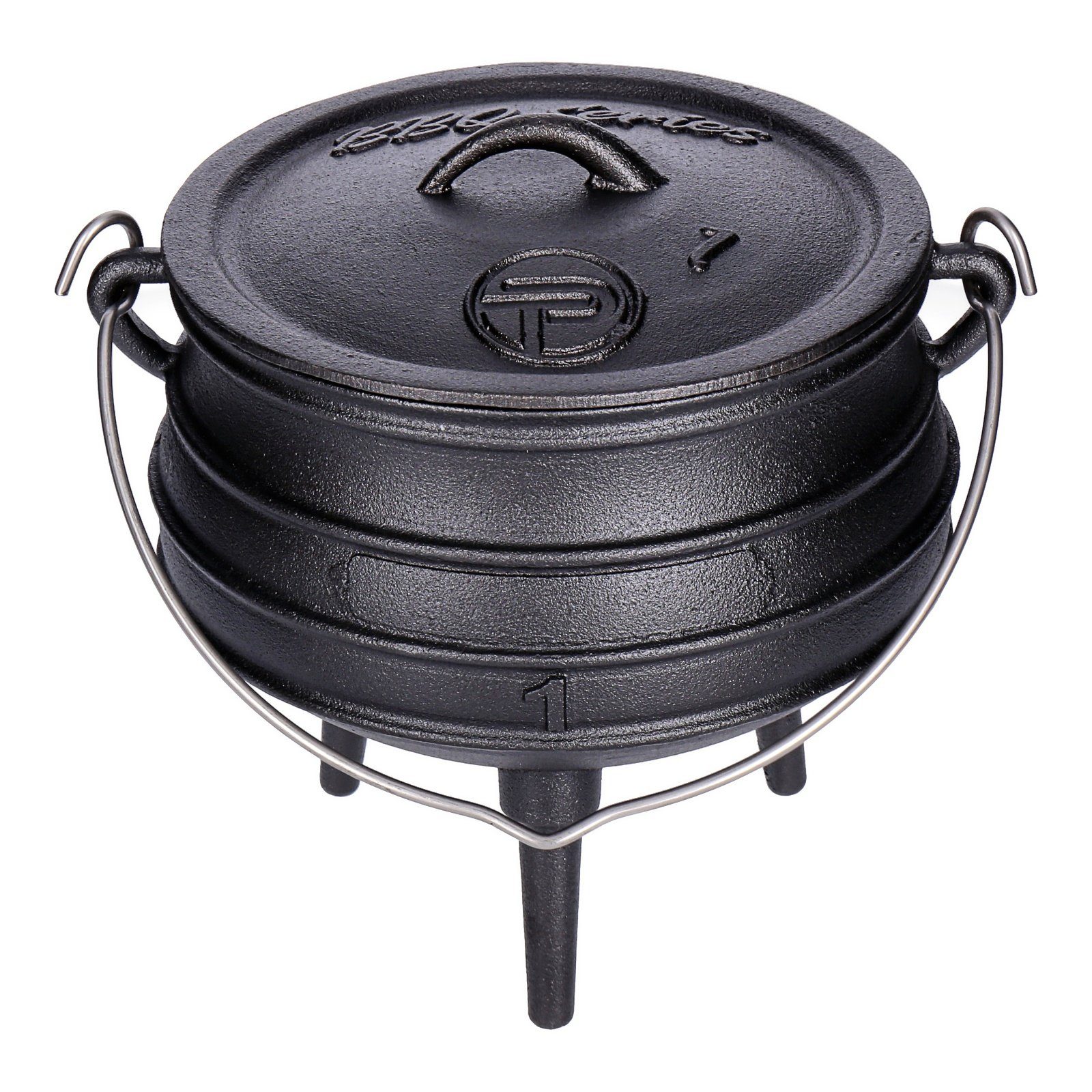 TP Schmortopf Potjie Pot, Südafrikanischer Dutch Oven Kochtopf aus Gusseisen mit Füß