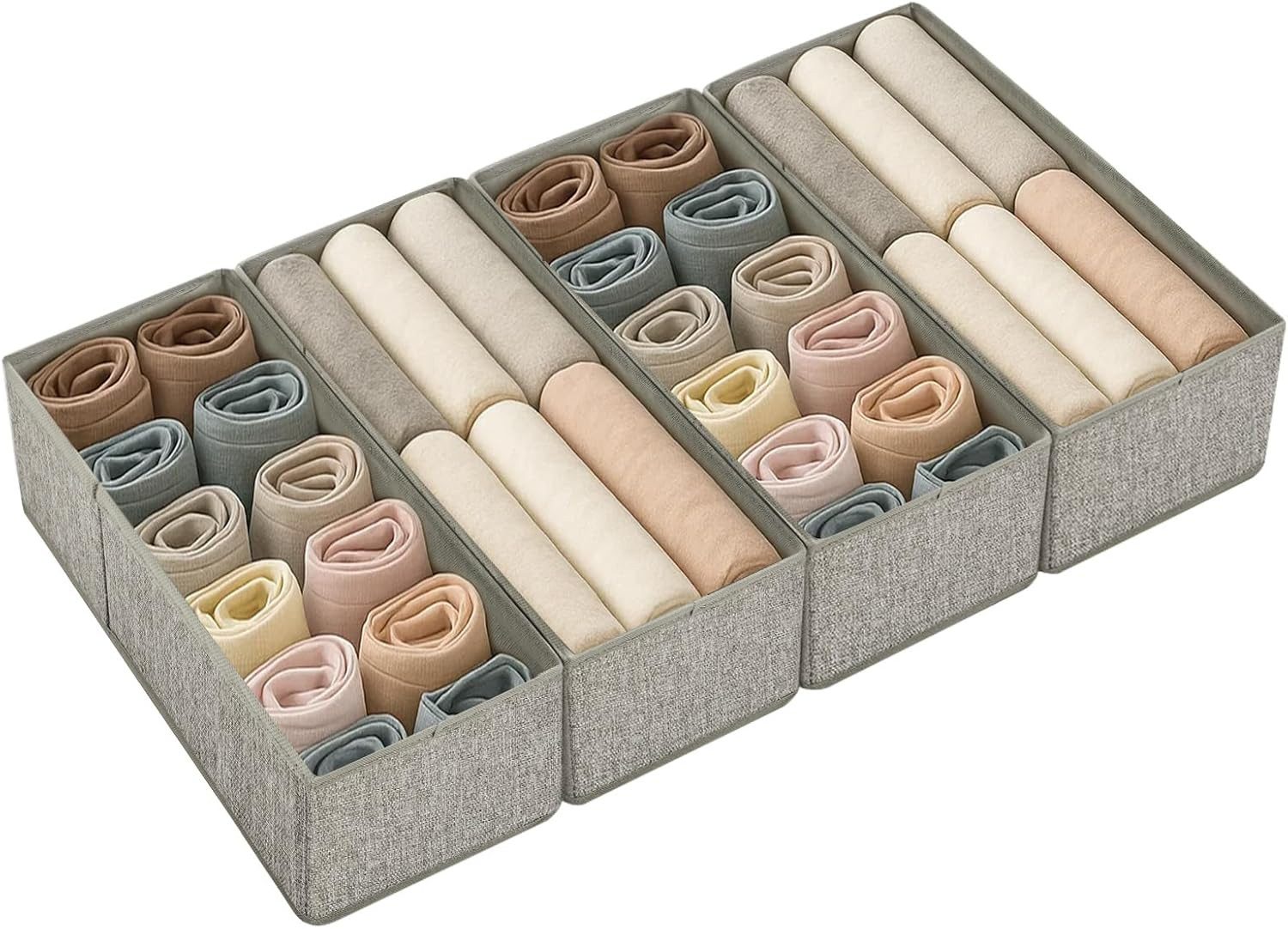 Aufbewahrungsbox 4er PCS Schubladen-Organizer aus Stoff – Faltbare Aufbewahrungsboxen