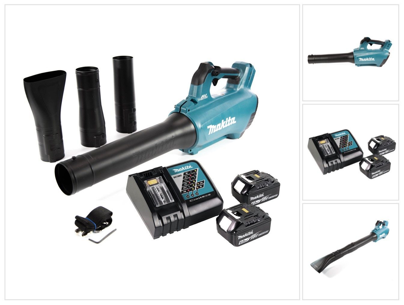 Makita Akku-Laubbläser DUB 184 RG Akku Gebläse 18 V Brushless + 2x Akku 6,0 Ah + Ladegerät