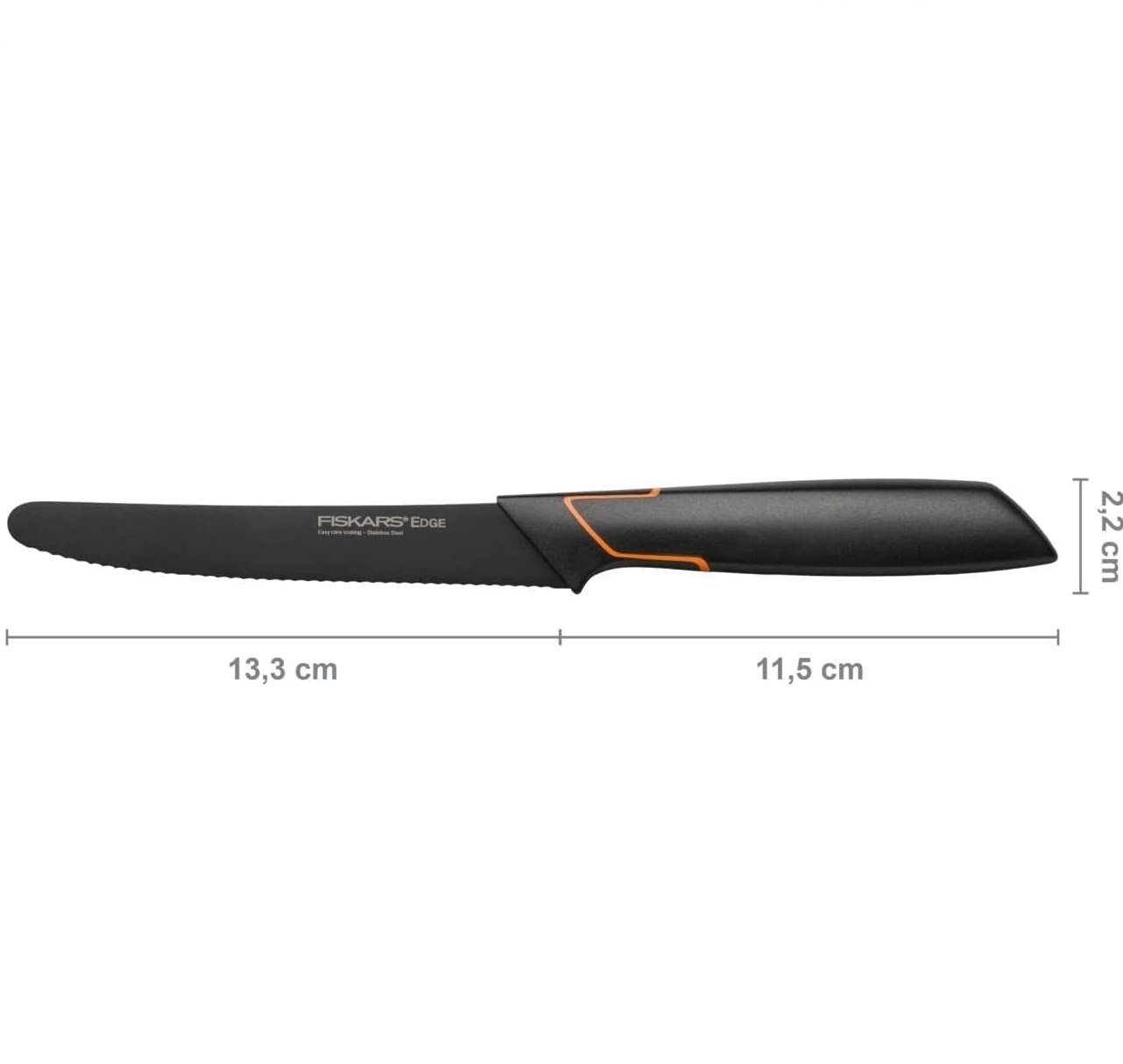 Fiskars Besteck-Set Tafelmesser Set mit Wellenschliff, 6 Stück, rostfrei, modern, schwarz, Tomatenmesser im modernen Design