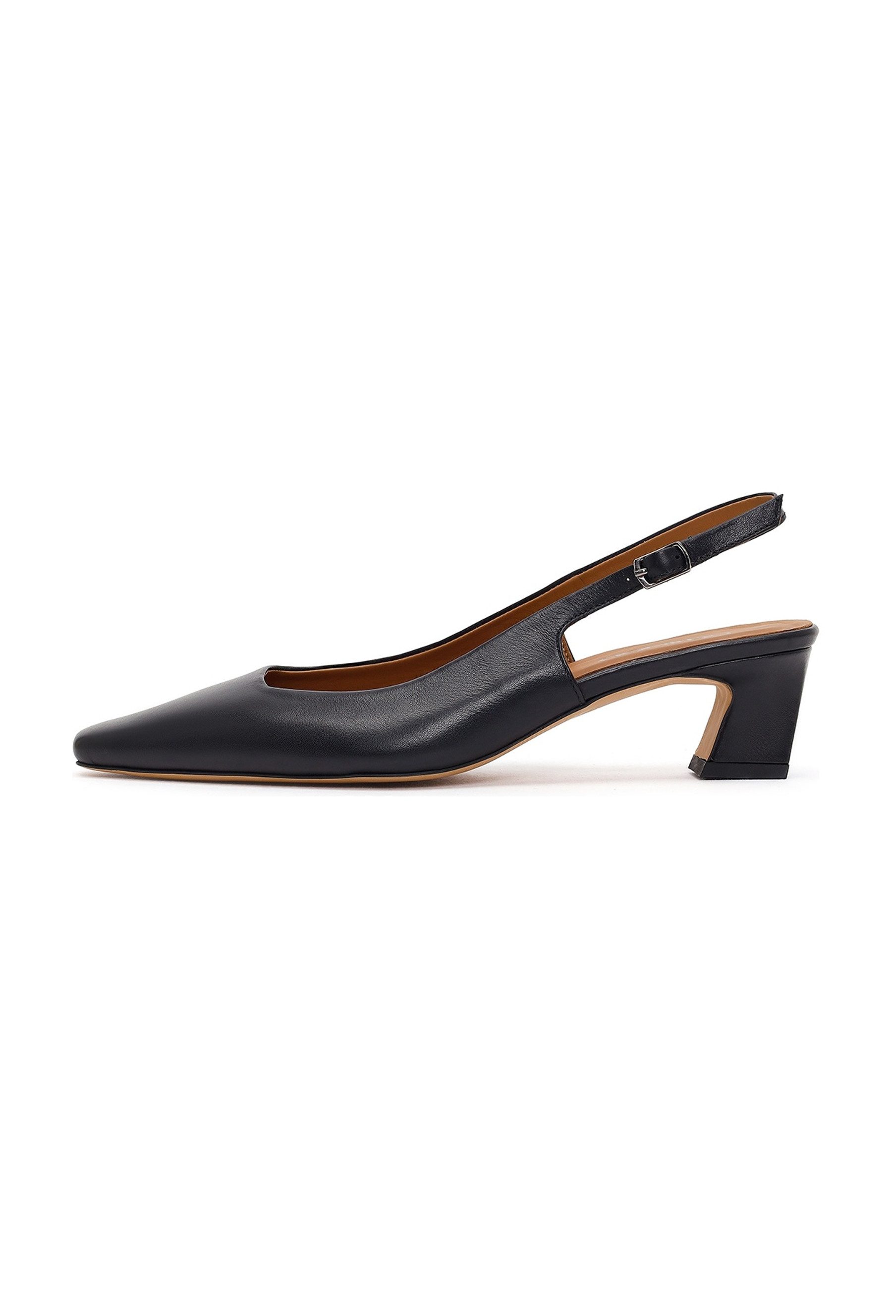 Slingback-Pumps aus Leder mit mittelhohem Absatz Pumps
