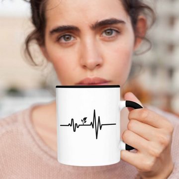 Trendation Tasse Trendation - Veganer Tasse Geschenk Herzschlag Vegan Geschenkidee Lustiger Spruch Vegane Lebensweise Veganerin