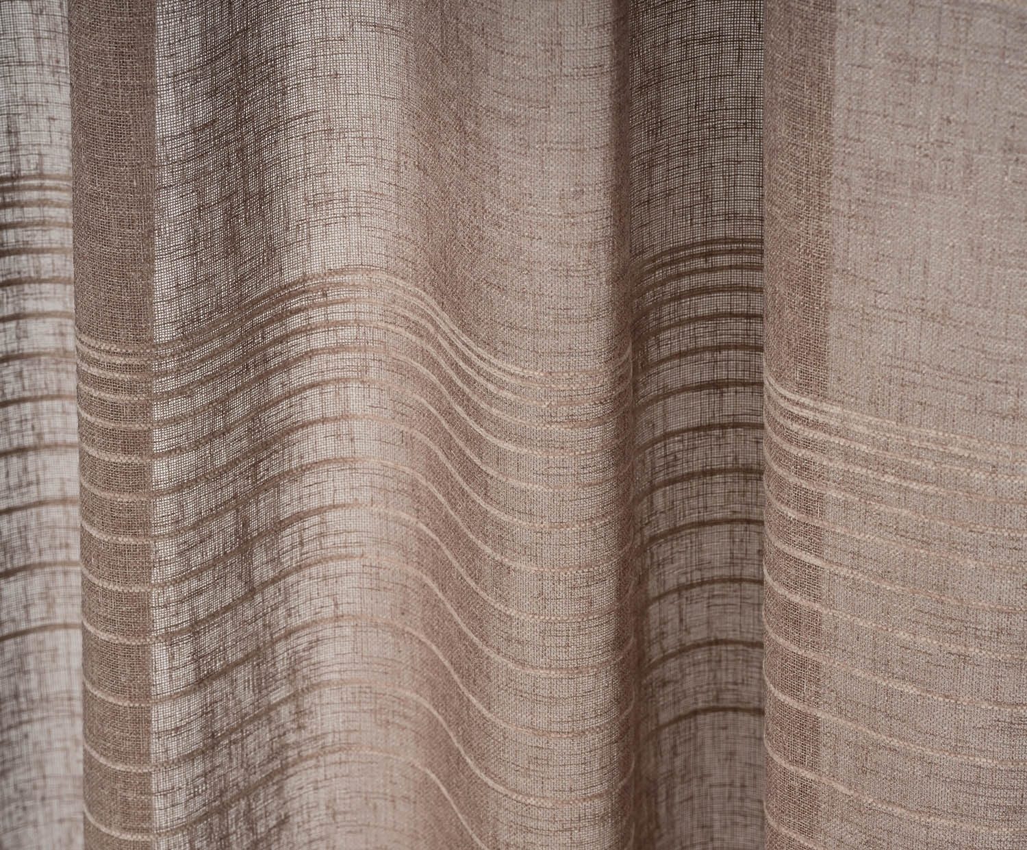 Gözze Vorhang DUNNY, Taupe, verdeckte Schlaufen, verdeckte Schlaufen, halbtransparent, Polyester, Querstreifen in Leinenoptik, 140 x 245 cm