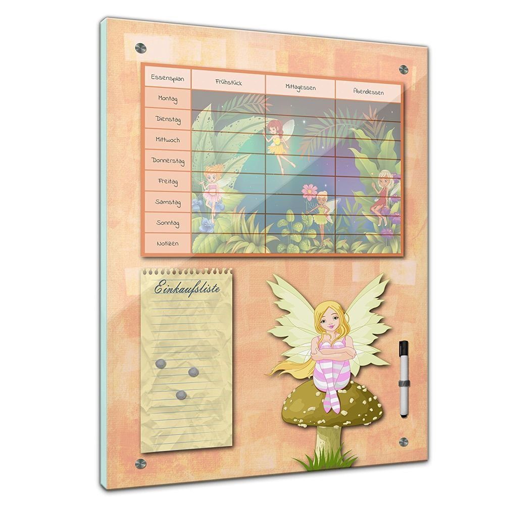 Bilderdepot24 Glasbild, Memoboard - Essensplaner für Kinder - Elfen