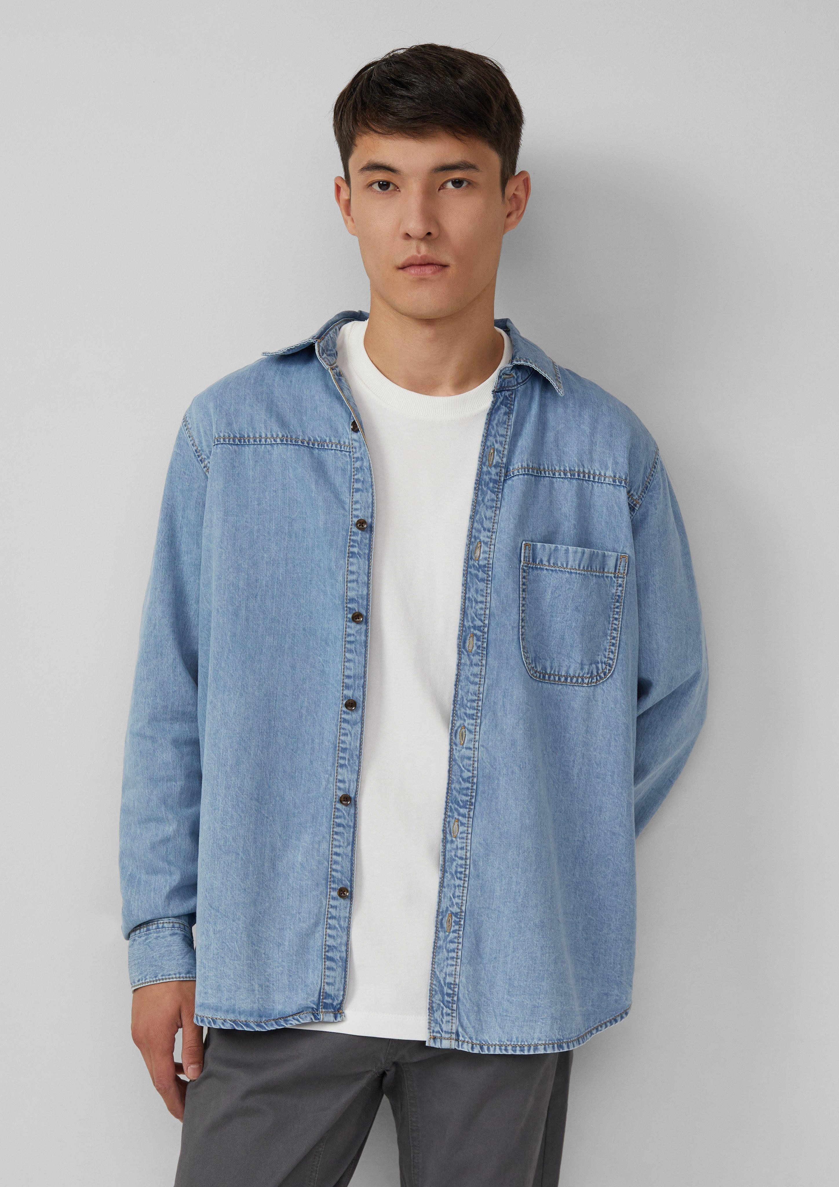 Langarmhemd Regular Fit: Lässiges Jeanshemd aus Baumwolle