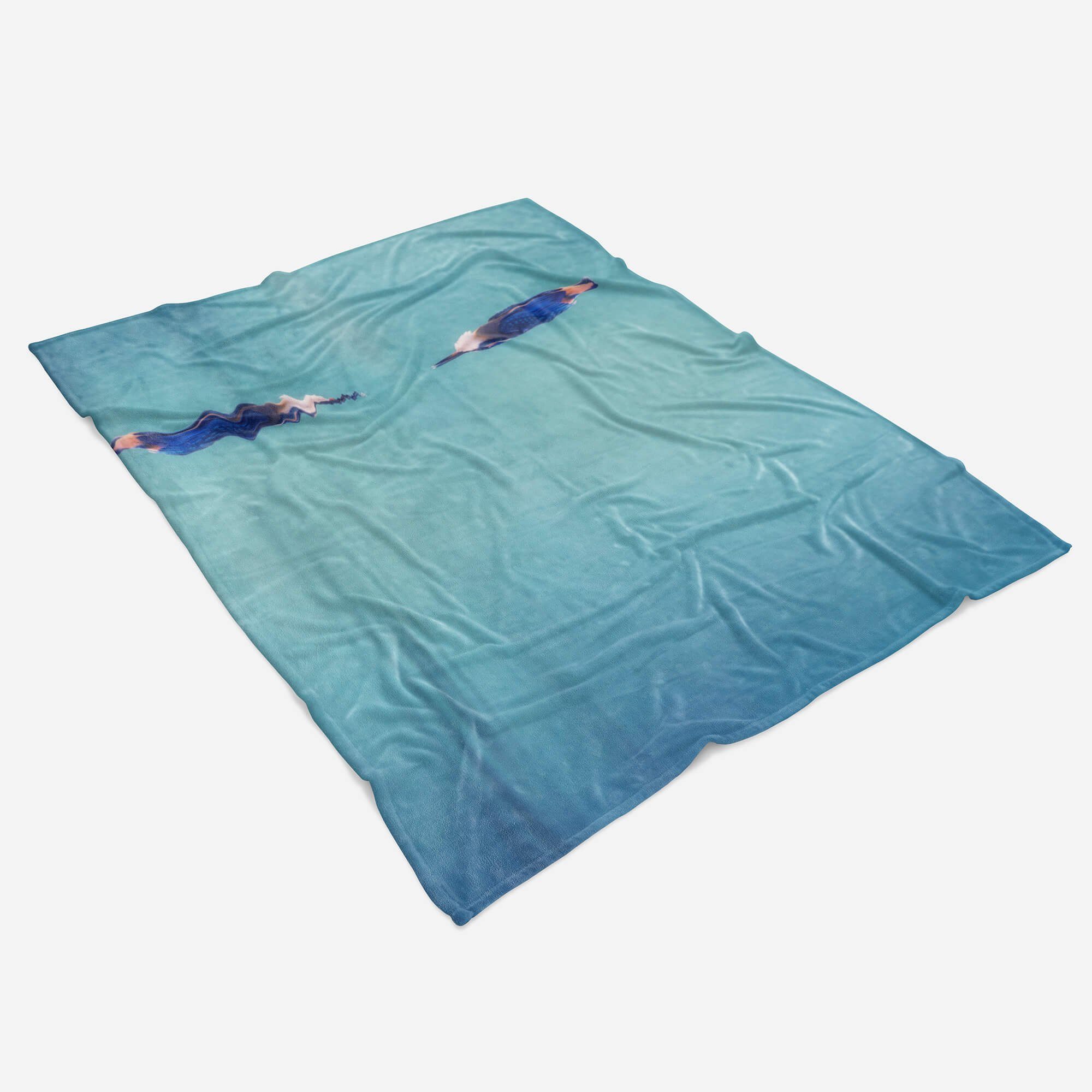 Saunatuch Strandhandtuch mit Baumwolle-Polyester-Mix (1-St), Handtuch Handtuch Eisvogel Handtücher Kuscheldecke Sinus Art Tiermotiv Kingfishe,