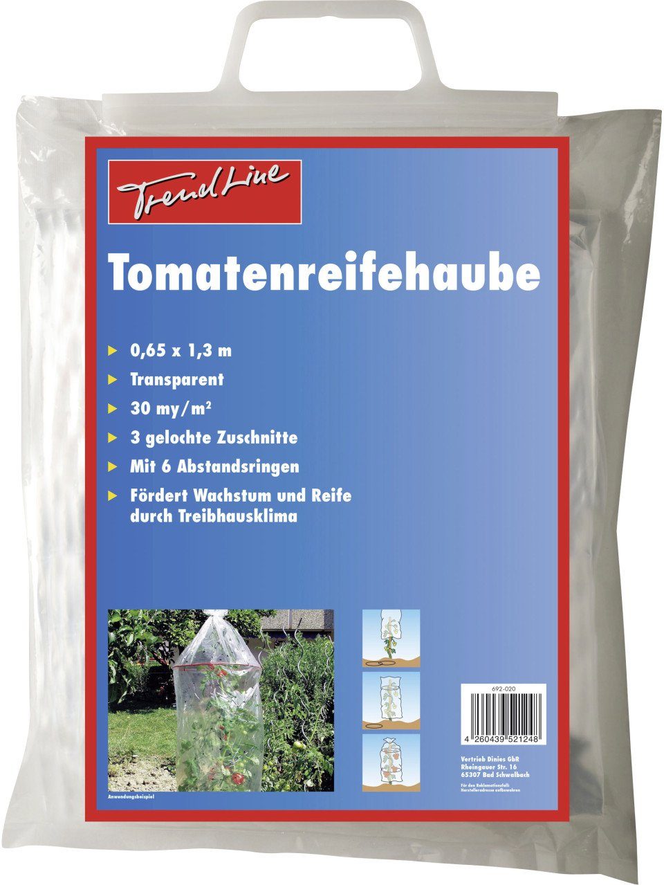 Trend Line Tomatengewächshaus TrendLine Tomatenreifhaube 0,65 x 1,3 m