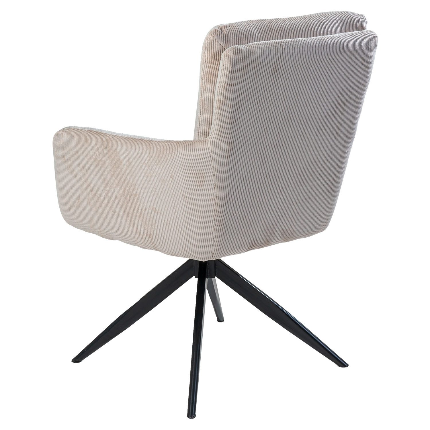 NIEHOFF SITZMÖBEL Polsterstuhl LOMO, Sandfarben, Schwarz, Cordbezug, Eisengestell, 180 Grad drehbar mit Rückholfunktion, mit Kissendoppel