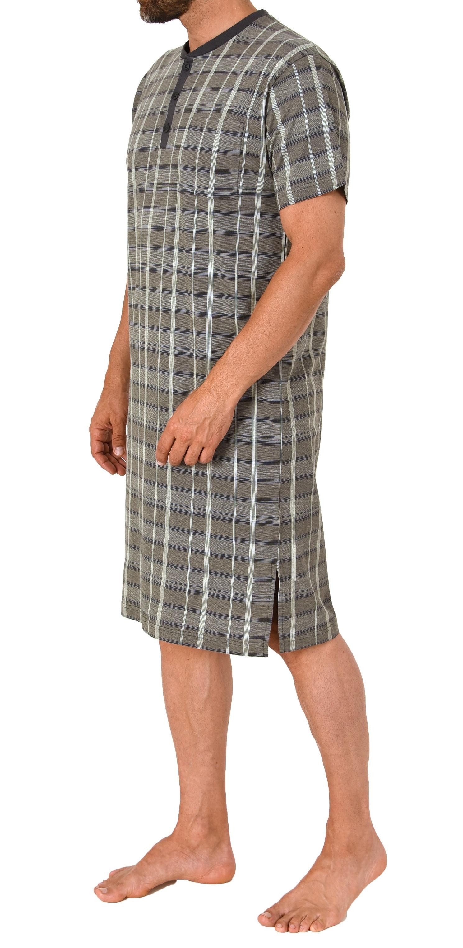 Normann Pyjama Herren kurzarm Nachthemd mit Knopfleiste am Hals - auch in Übergrößen
