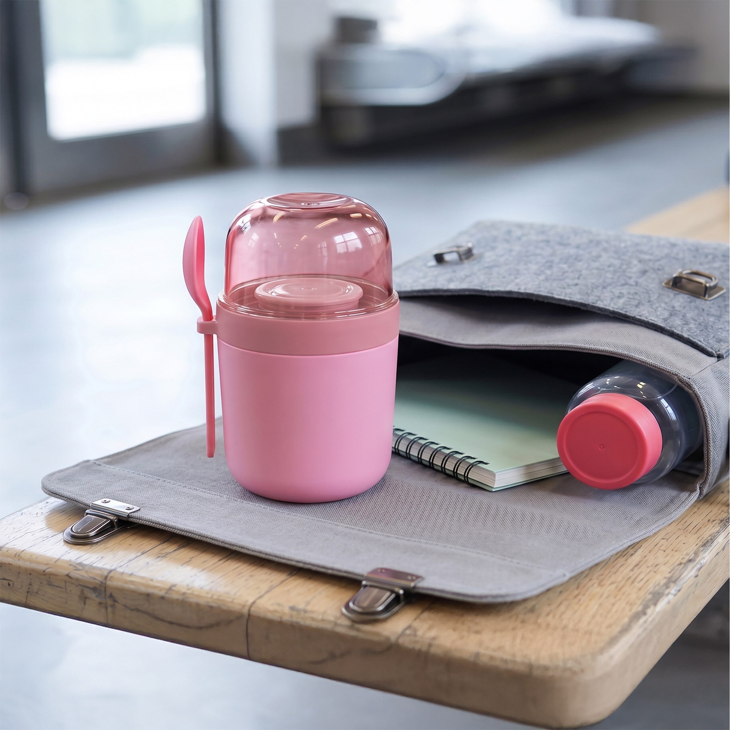 relaxdays Müslibox Müslibecher to go 4er Set, Kunststoff, Pink