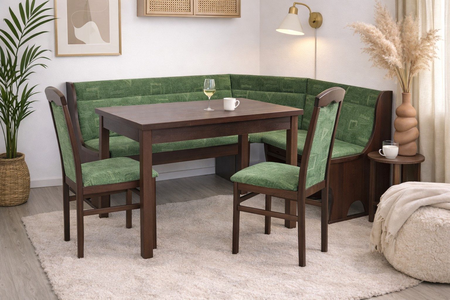 moebel-direkt-online Eckbankgruppe 4tlg. Sitzgruppe bestehend aus Eckbank 125x165 cm, Esstisch, Stühle, (Spar-Set, 4tlg. Set), Eckbank mit Stauraumfunktion. Esstisch mit Auszugsfunktion