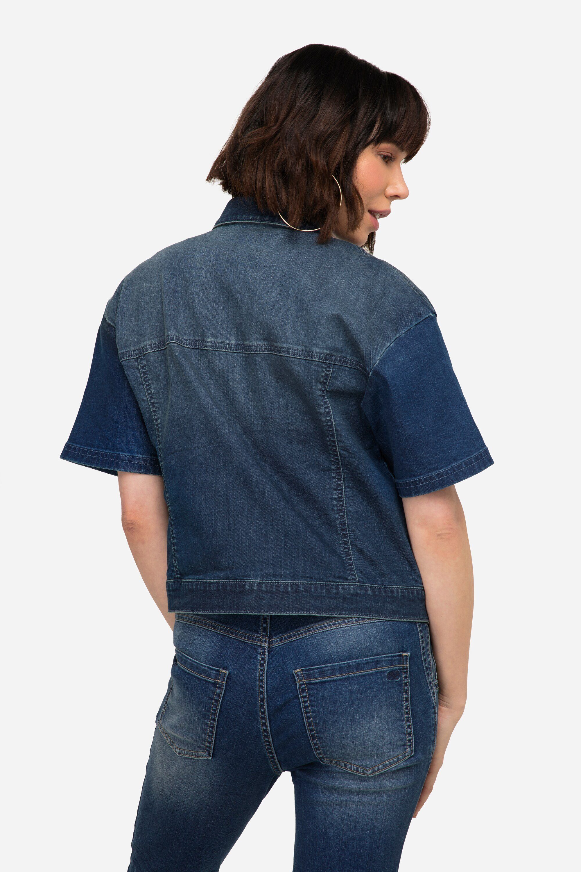 Laurasøn Jackenblazer Jeansjacke oversized weiter Halbarm, hochwertige  Denim Qualität mit recyceltem Polyester