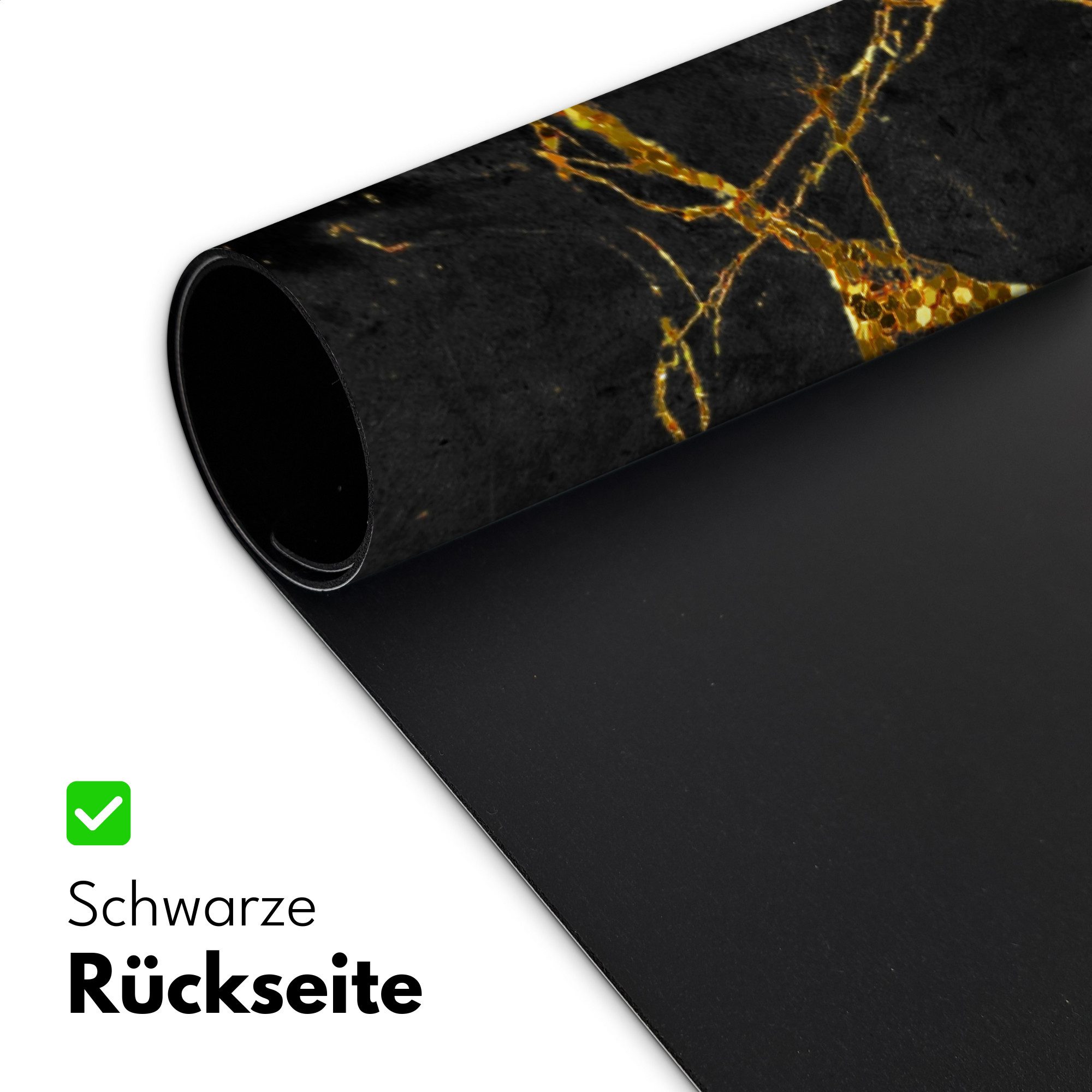 MuchoWow Gaming Mauspad Marmor - Gold - Schwarz - Marmoroptik - Luxus - Glitzer (1-St), Gaming Mauspad XXL, Schreibtischunterlage, Desk Mat Groß, 80x40 cm