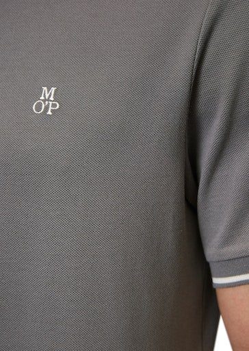 Marc O'Polo Poloshirt Polo shirt, chest sky Logostickerei at sleeve, moonless side, short mit embroidery slits on