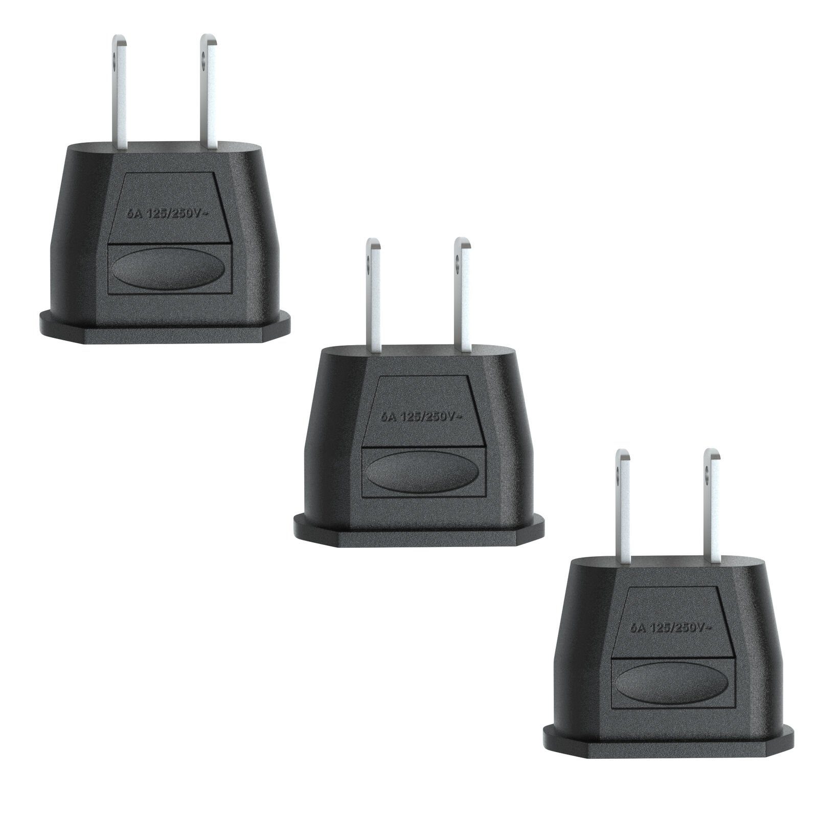 EAZY CASE 3x Travel Adapter USA Reiseadapter Stromstecker Stromadapter Typ A zu 2 Pin Steckdose, 3er Reisestecker Set Stromadapter DE Amerika 2 Pin Steckdose Schwarz