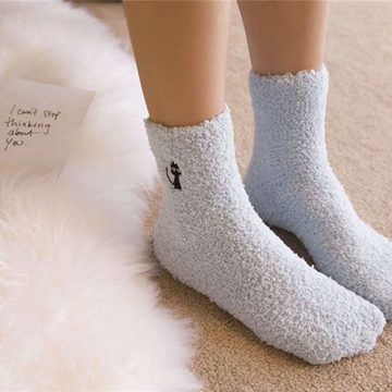Rnemitery Thermosocken Damen Kuschelsocken Flauschige Socken Wintersocken für frauen (5-Paar)