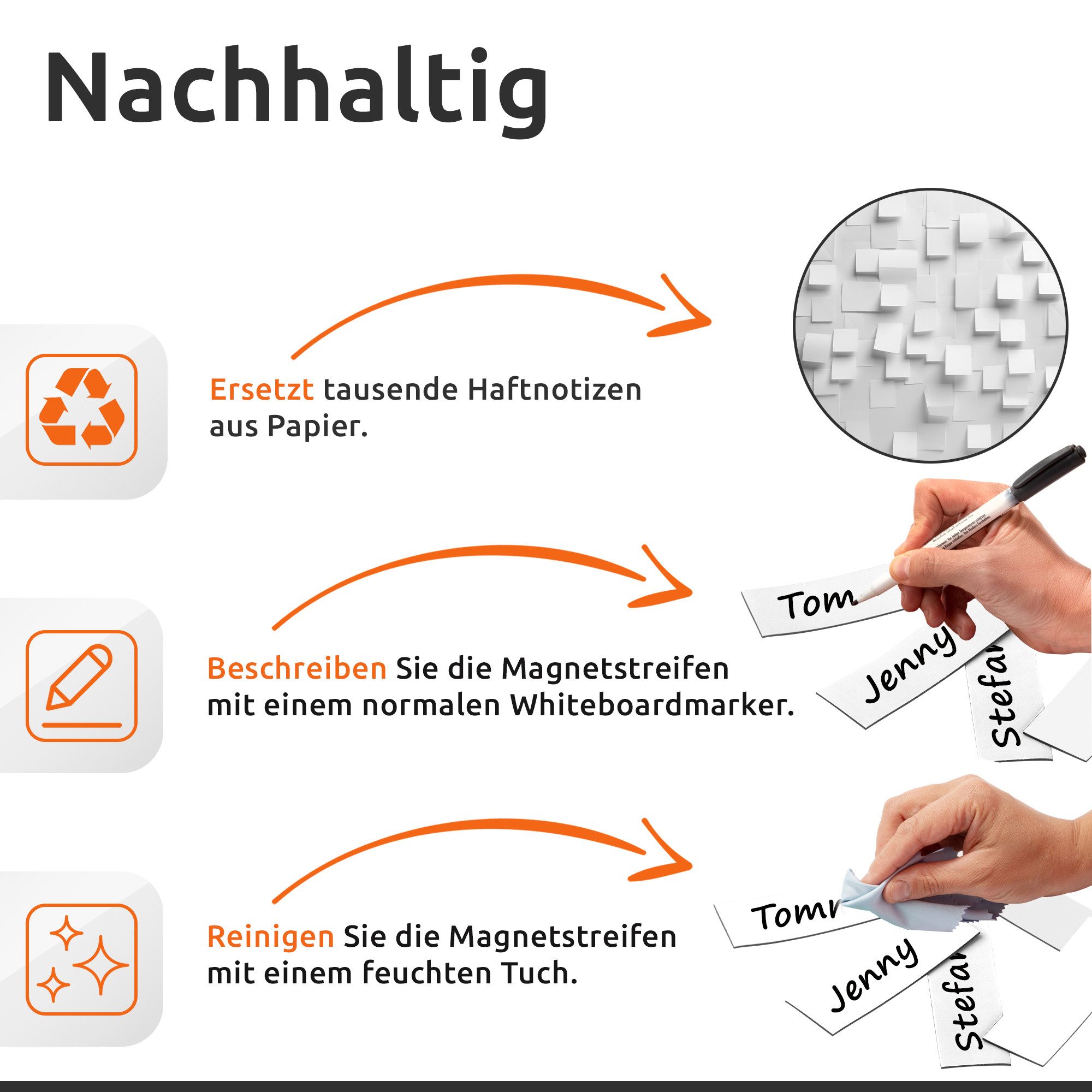ECENCE Magnet 75 Magnetstreifen beschreibbar Etiketten Magnete (75-St)