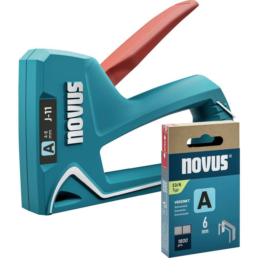 NOVUS Nagler Handtacker Set mit 1800 Feindrahtklammern – Kleiner 030-0455