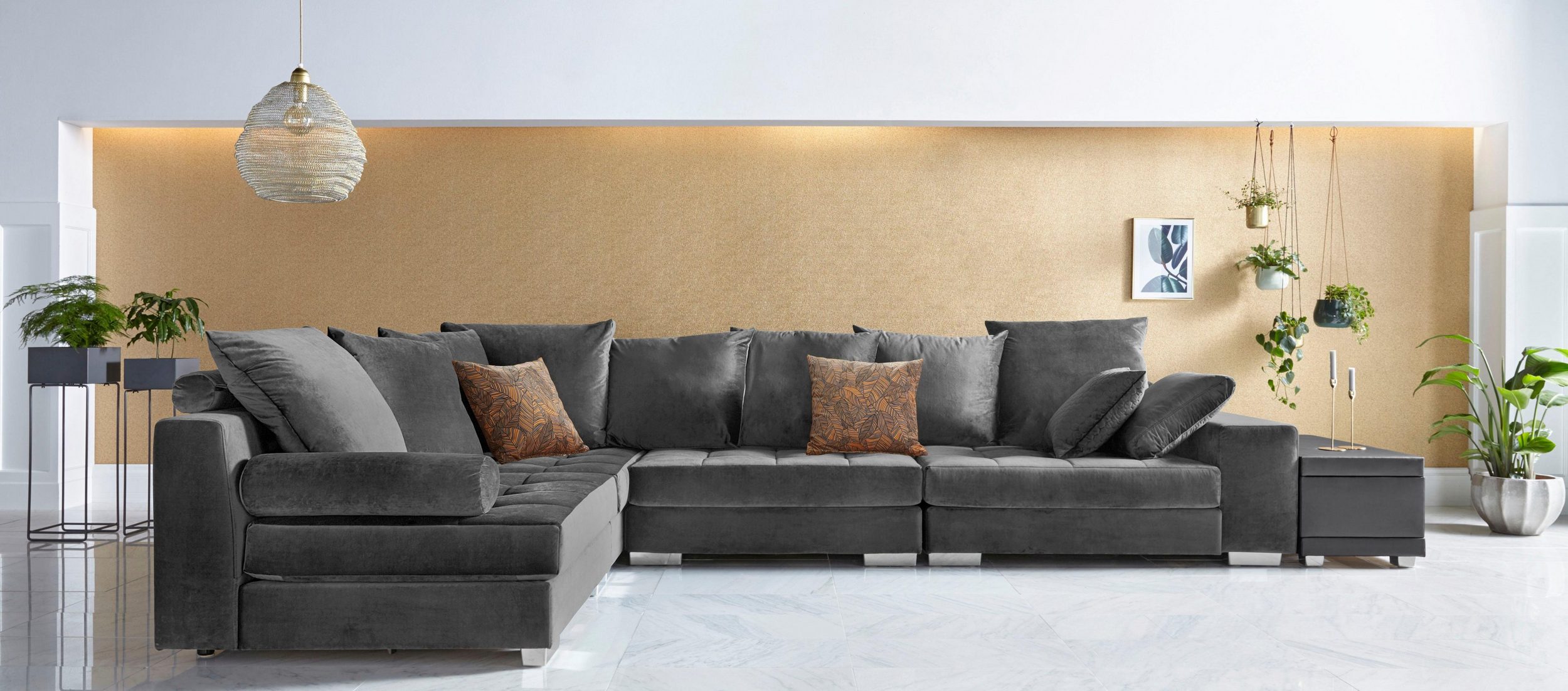 Ecksofa VALE L-Form Anthrazit - Einrichtungsbeispiel