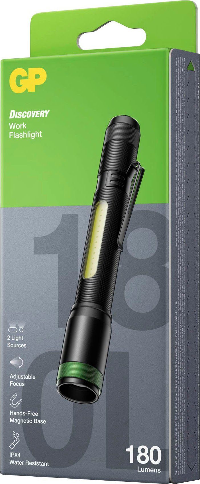 magnetische GP Discovery Taschenlampe Endkappe & C33, seitlich Front 180 Lumen 150 Discovery Batteries Lumen, GP