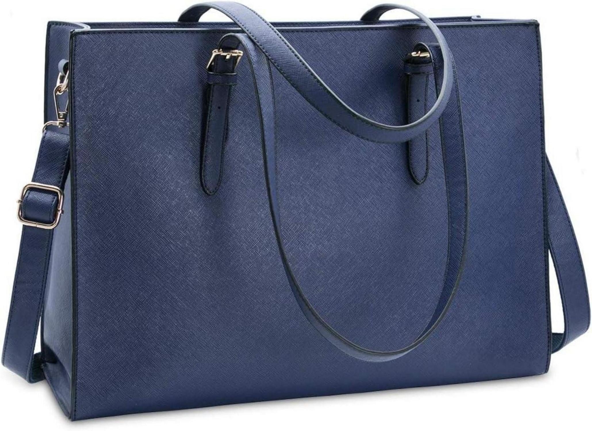 Handtasche Damen Handtasche Groß Schwarz Leder Umhängetasche Laptop Business 15.6